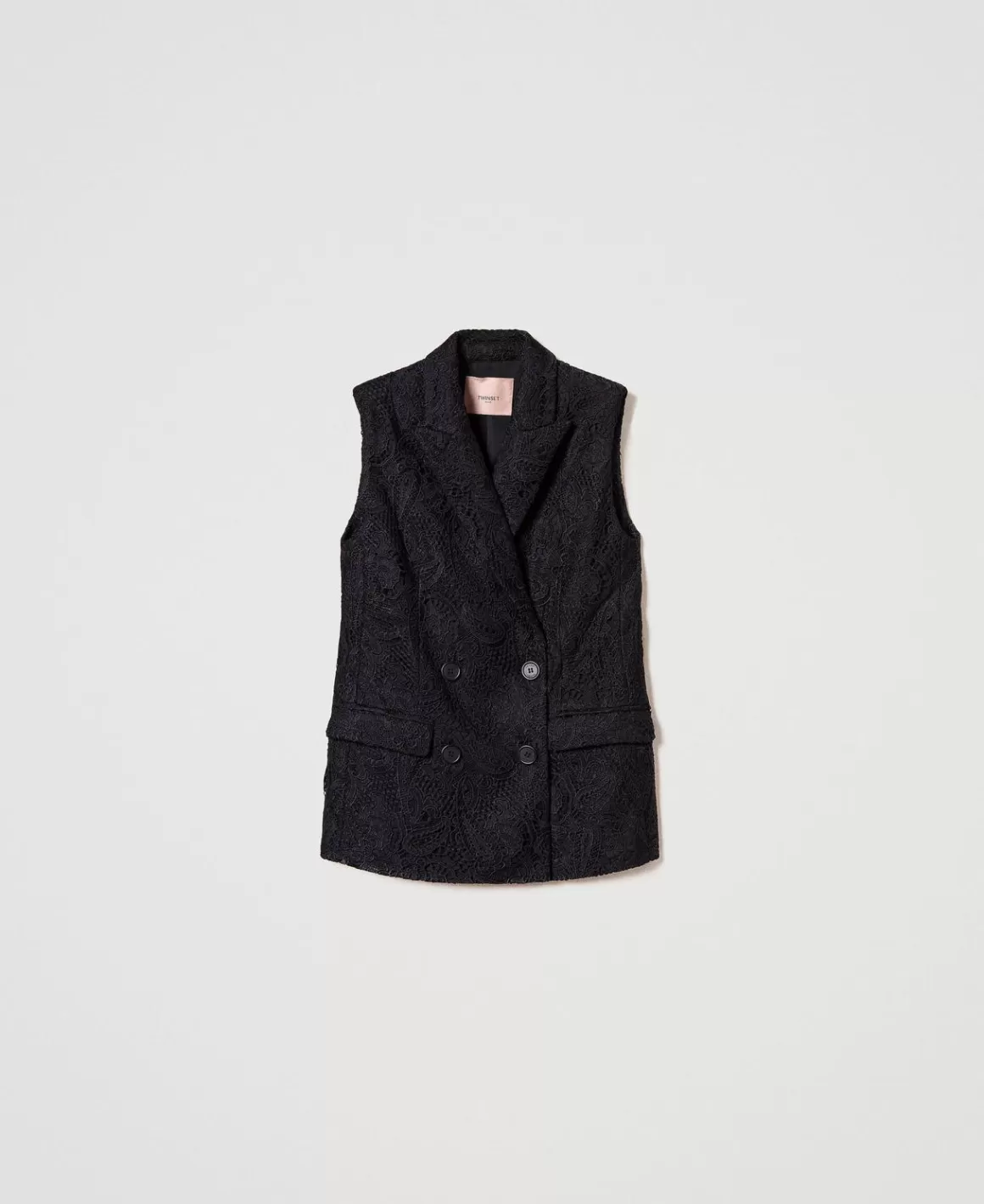 TWINSET Milano Blousons Et Doudounes | Blazers*Gilet Croisé En Dentelle Macramé Noir