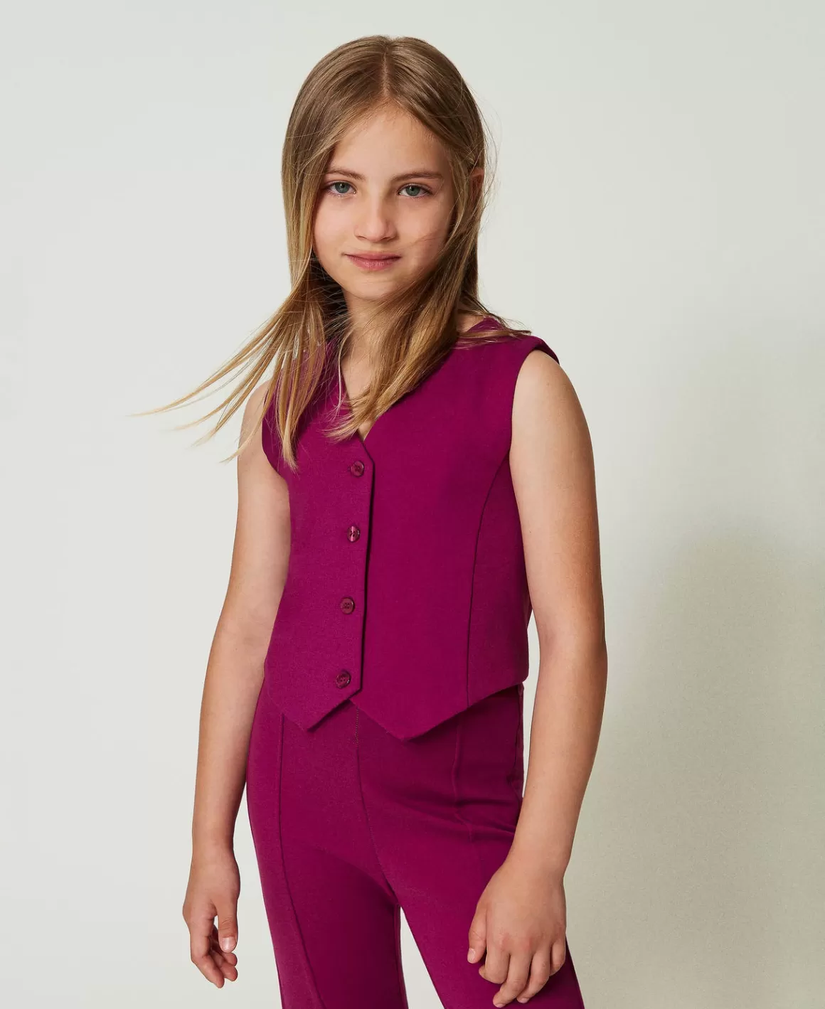 TWINSET Milano Blousons Et Manteaux*Gilet Droit Avec Boutons Assortis Magenta Purple