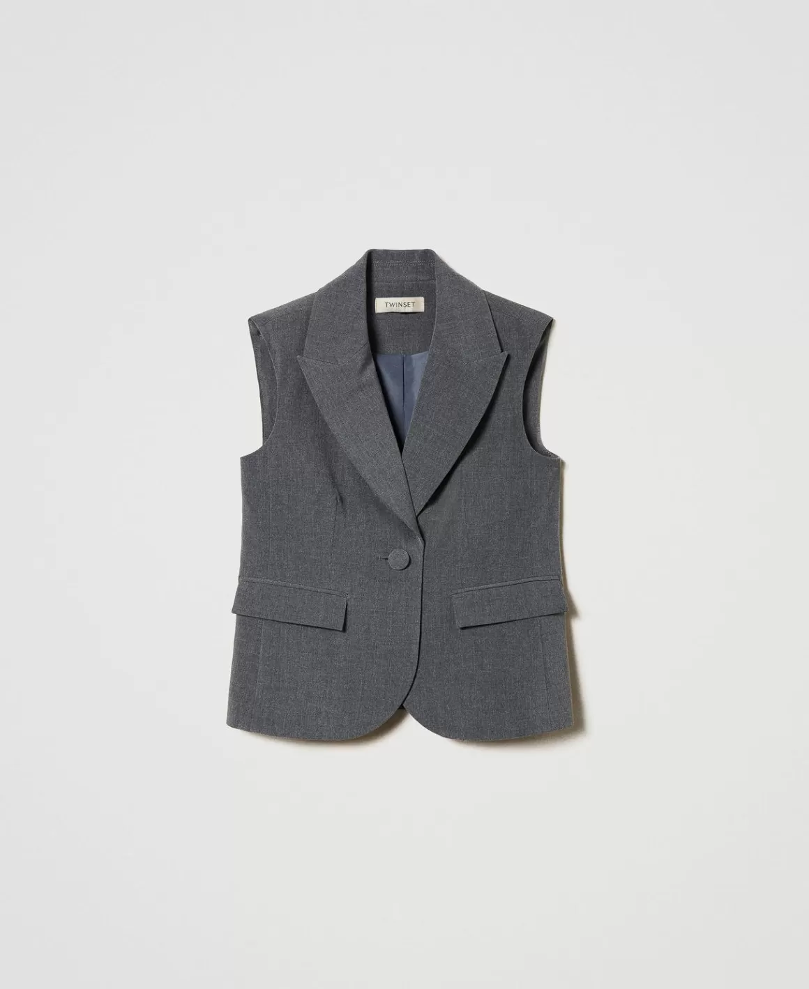 TWINSET Milano Blousons Et Manteaux*Gilet Droit En Flanelle Gris Moyen Mélangé