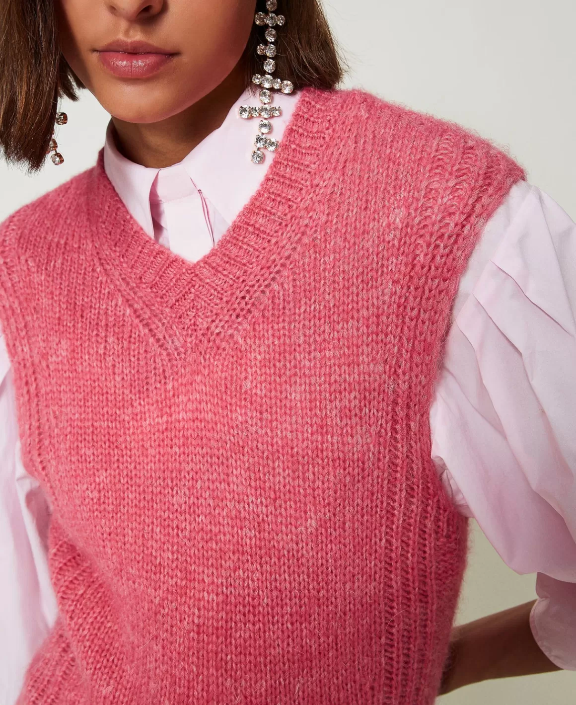 TWINSET Milano Pulls Et Cardigans*Gilet En Laine Mélangée Sans Coutures Rose Cristal