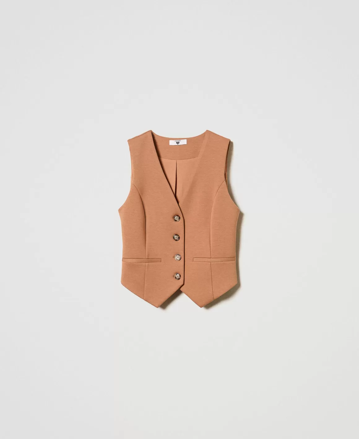 TWINSET Milano Blousons Et Doudounes | Blazers*Gilet En Scuba Caramel Camel