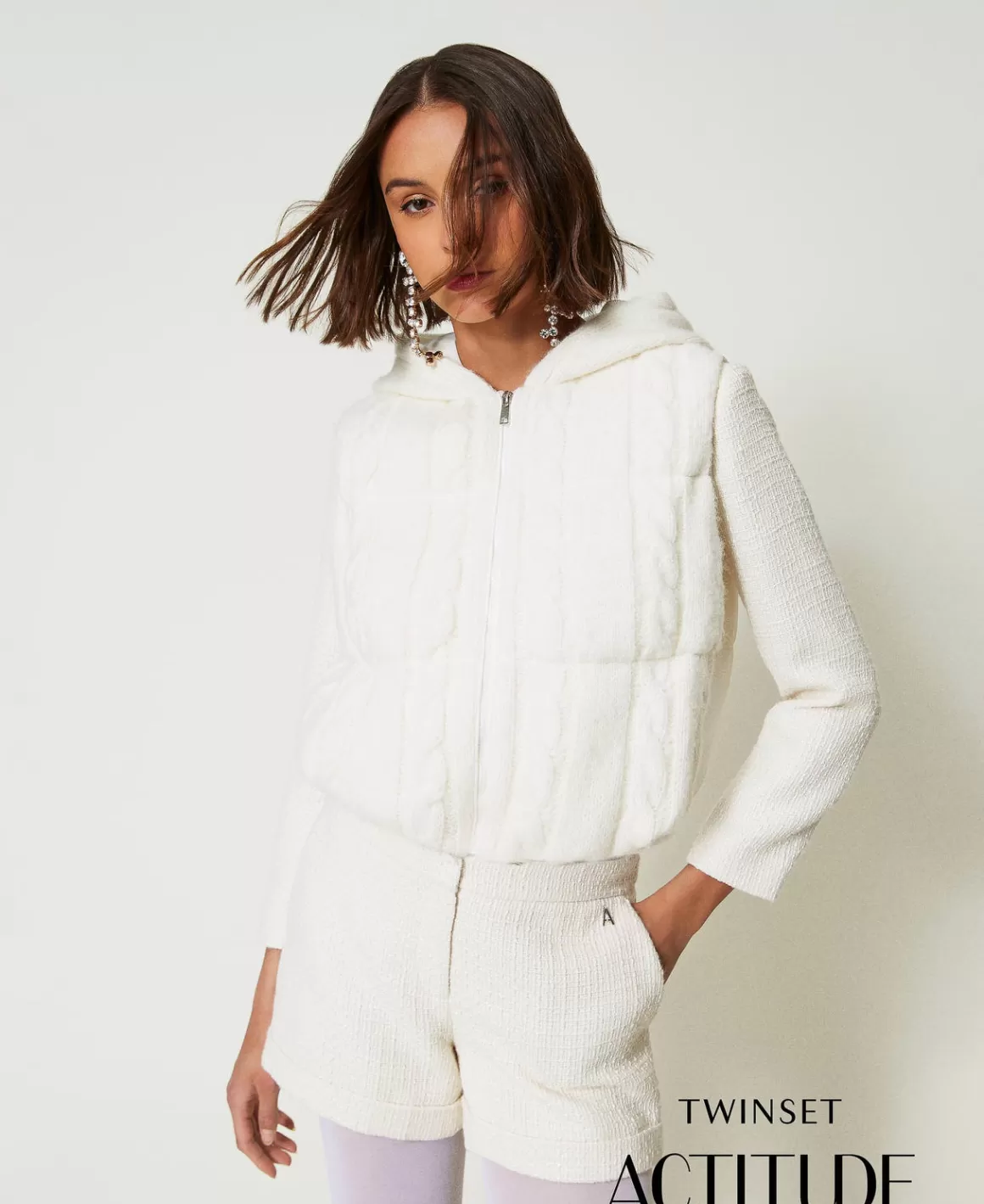 TWINSET Milano Blousons Et Doudounes*Gilet Rembourré Avec Torsades Crème White