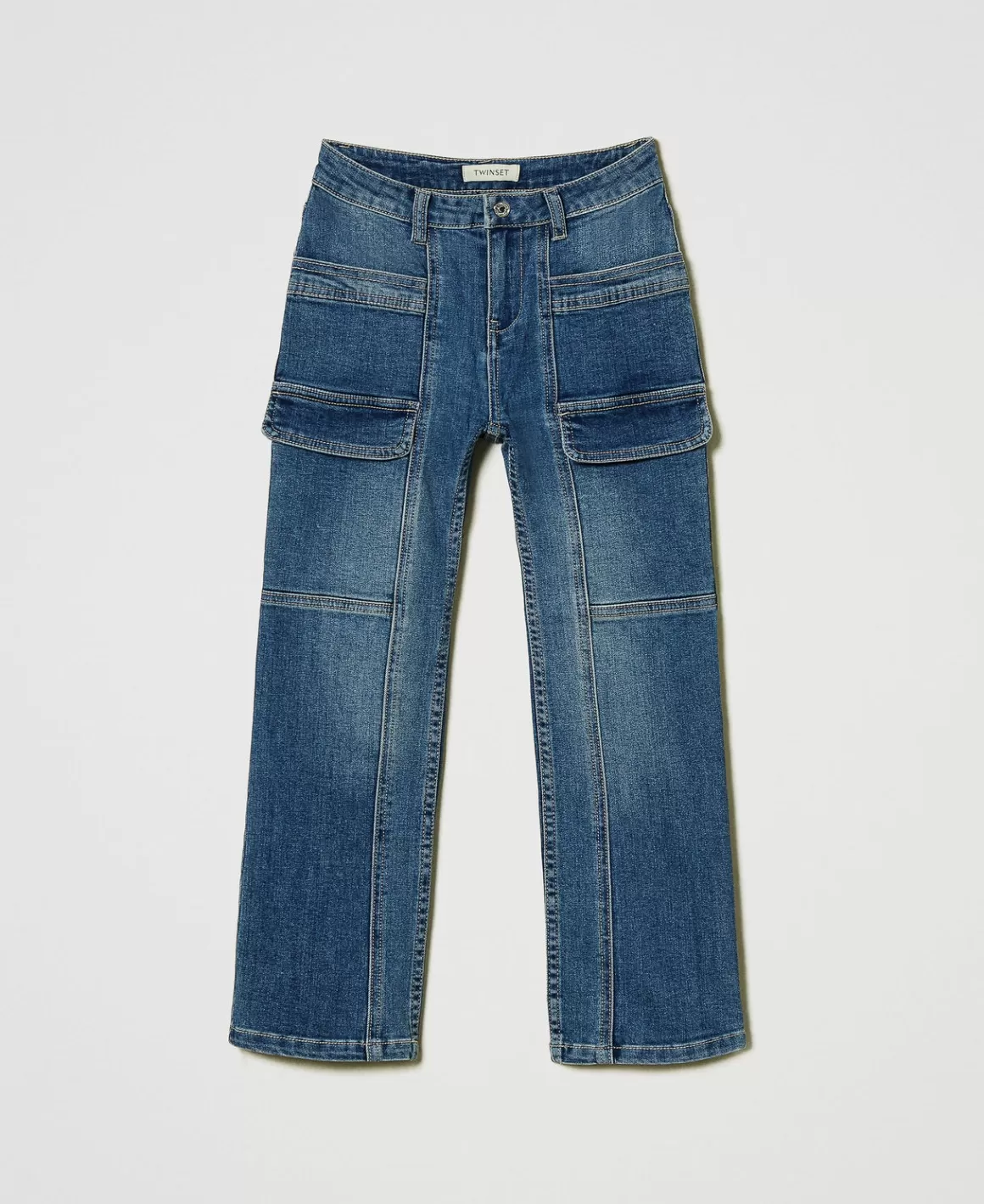 TWINSET Milano Pantalons Et Jeans*Jean Cargo Avec Poches Denim Mid Blue