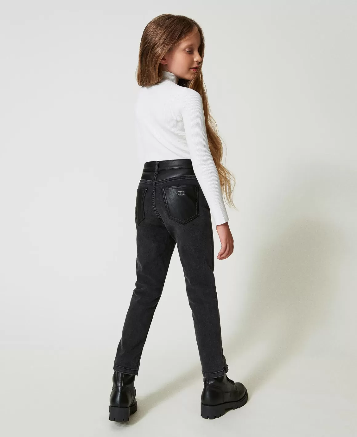 TWINSET Milano Pantalons Et Jeans*Jean Skinny Avec Fentes Denim Noir Usé