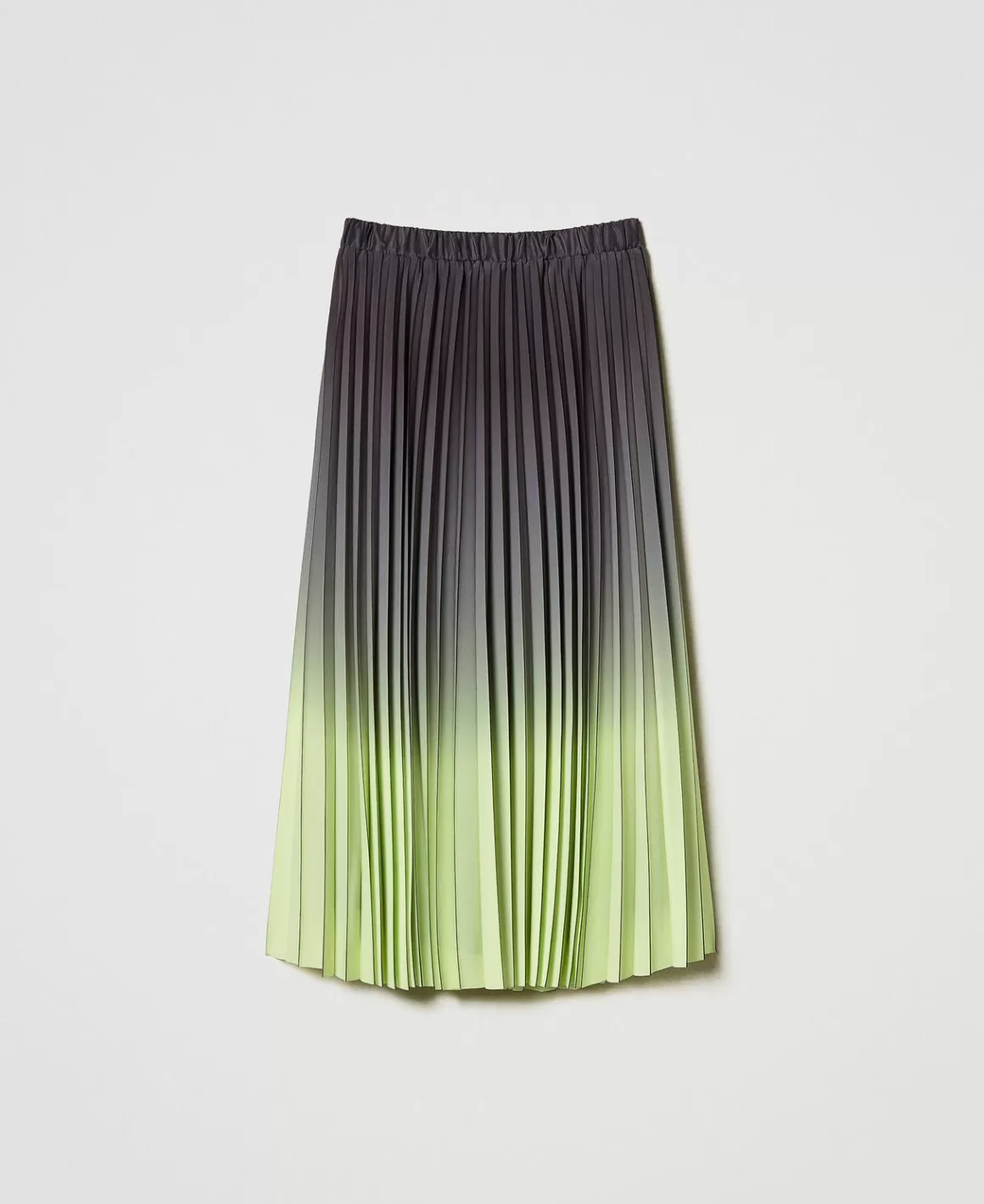 TWINSET Milano Jupes*Jupe En Crêpe Georgette Plissé Imprimé Bicolore Gris « Blackened Pearl »/Vert « Soft Lime »