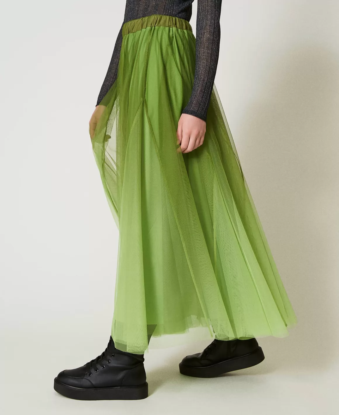 TWINSET Milano Jupes*Jupe En Tulle Avec Imprimé Dégradé Vert « Soft Lime »