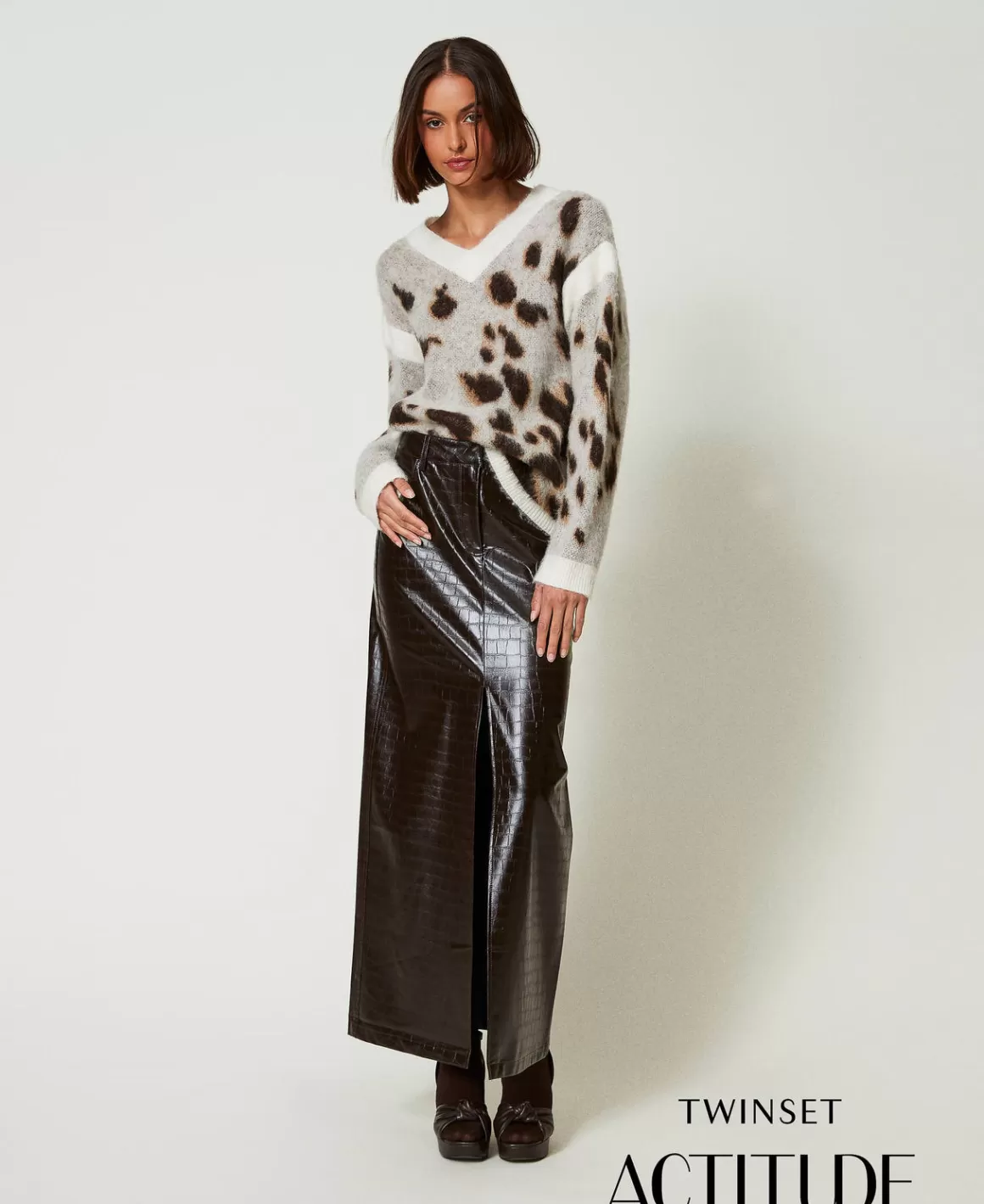 TWINSET Milano Jupes*Jupe Longue Avec Imprimé Animalier Marron « Molè »