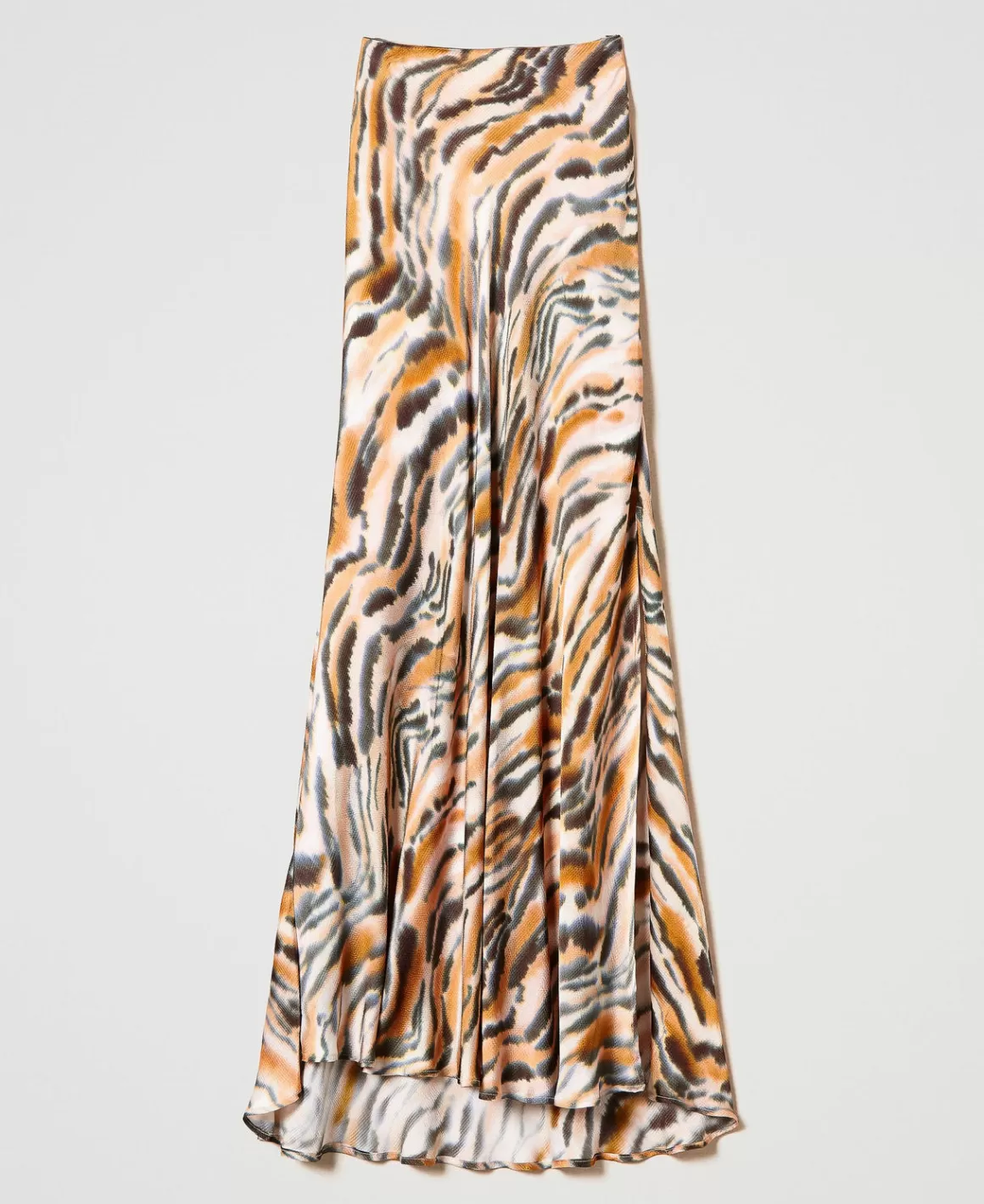 TWINSET Milano Jupes*Jupe Longue En Satin Animalier Imprimé Tigre Orange « Tanné »/Noir