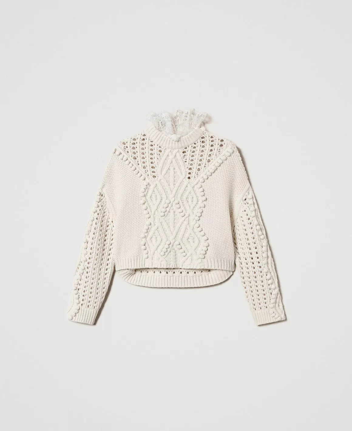 TWINSET Milano Pulls Et Cardigans*Maille En Laine Mélangée Avec Mélange De Points Blanc Neige