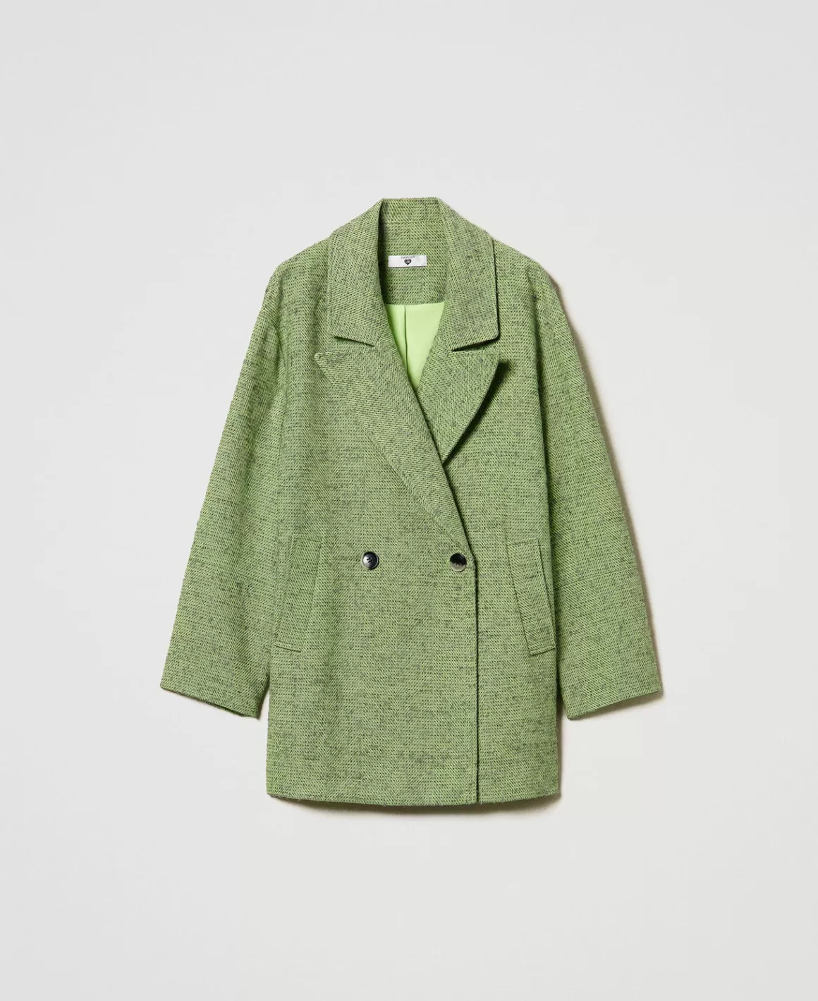 TWINSET Milano Manteaux Et Trenchs*Manteau Court à Chevrons Bicolores Bicolore Vert « Soft Lime »/Gris Chiné Moyen