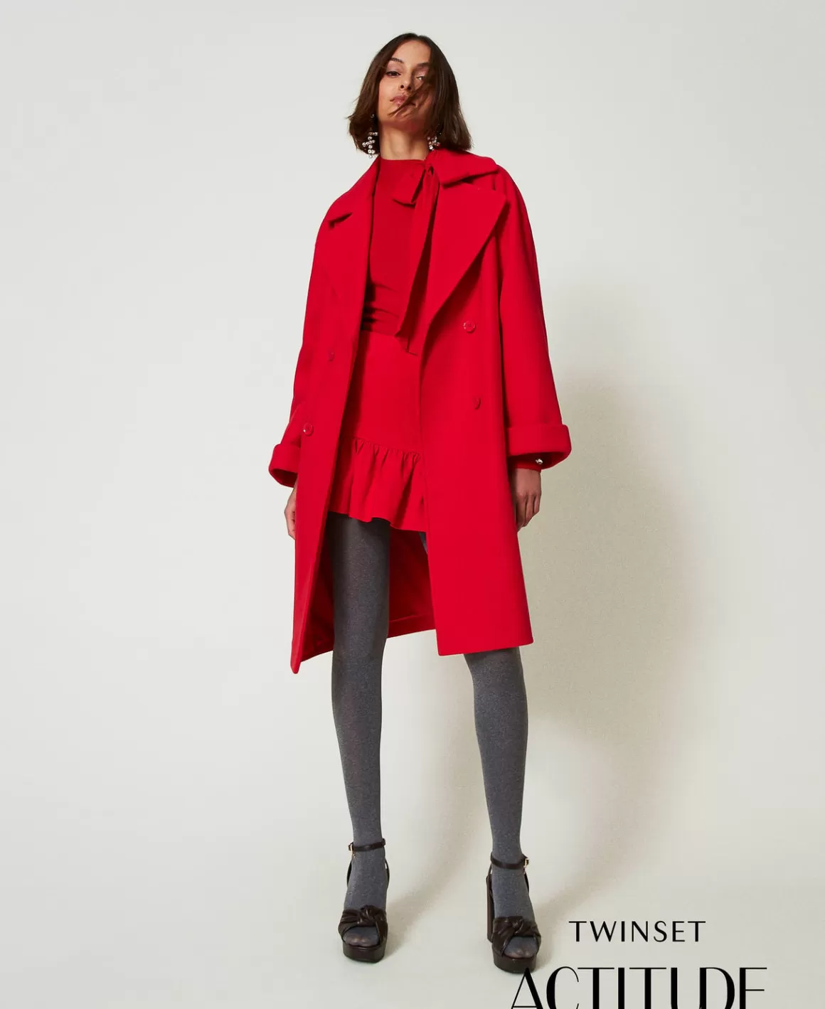 TWINSET Milano Manteaux Et Trenchs*Manteau Croisé En Drap Fiery Red