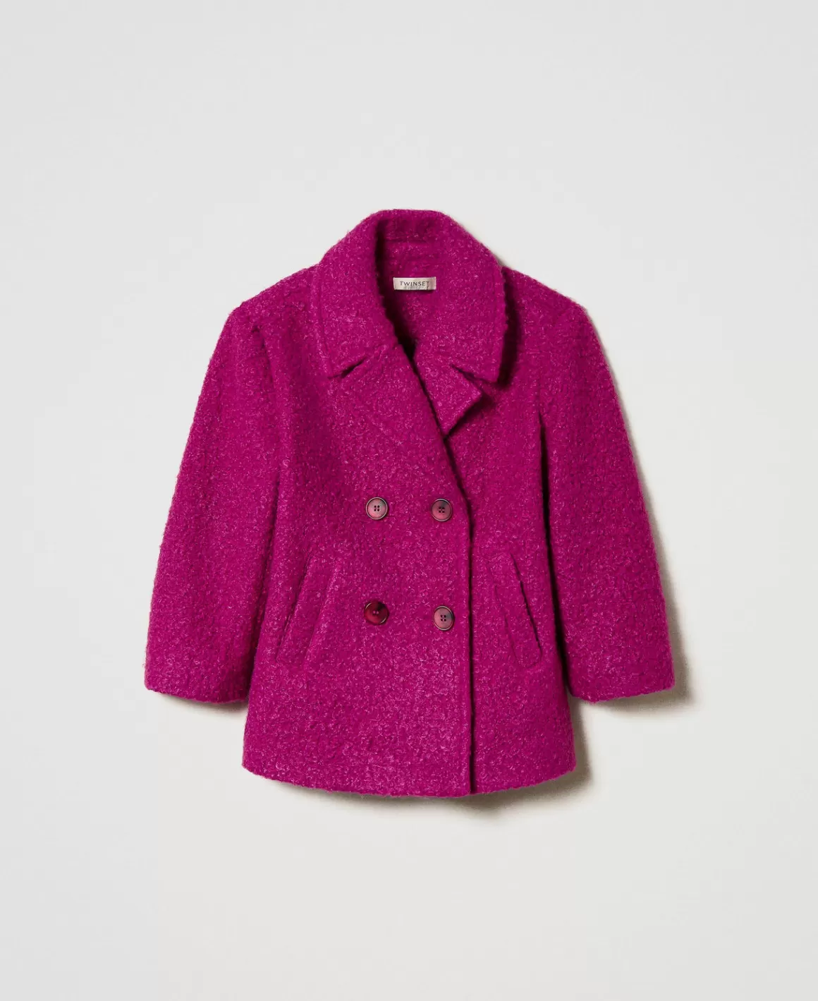 TWINSET Milano Blousons Et Manteaux*Manteau Croisé En Drap Bouclette Magenta Purple