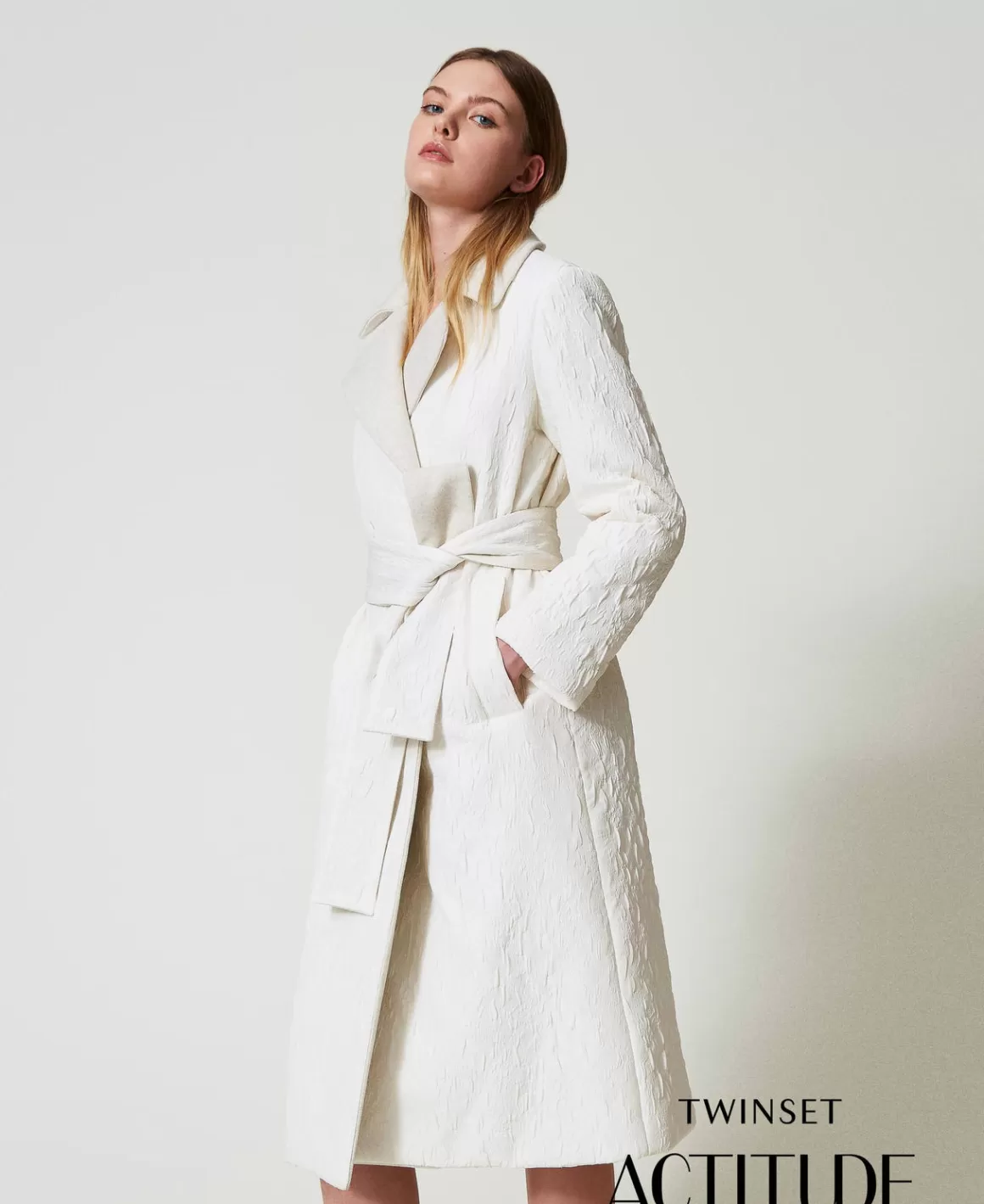 TWINSET Milano Manteaux Et Trenchs*Manteau Croisé Gaufré Off White