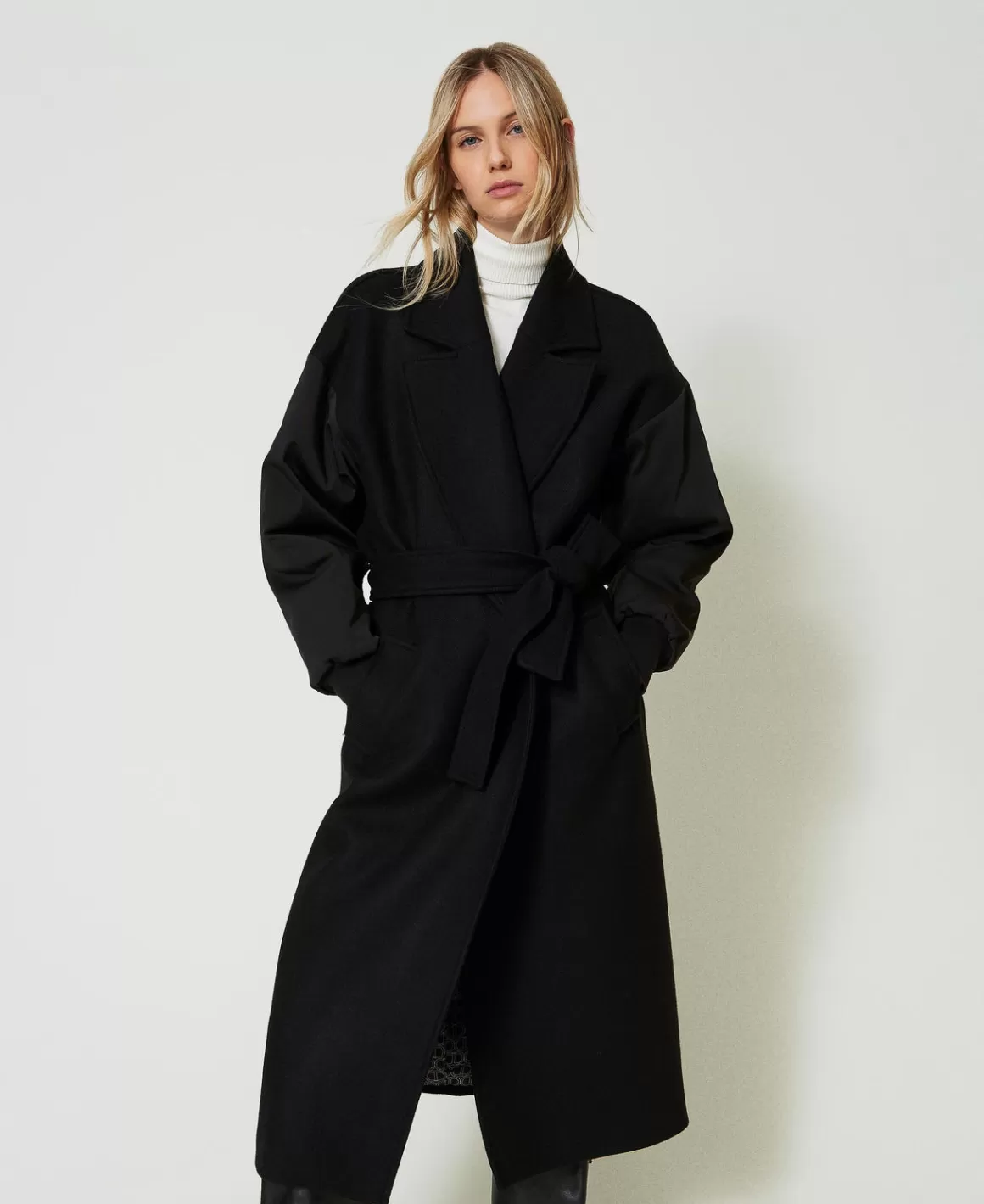 TWINSET Milano Manteaux Et Trenchs*Manteau En Drap De Laine Mélangée Noir