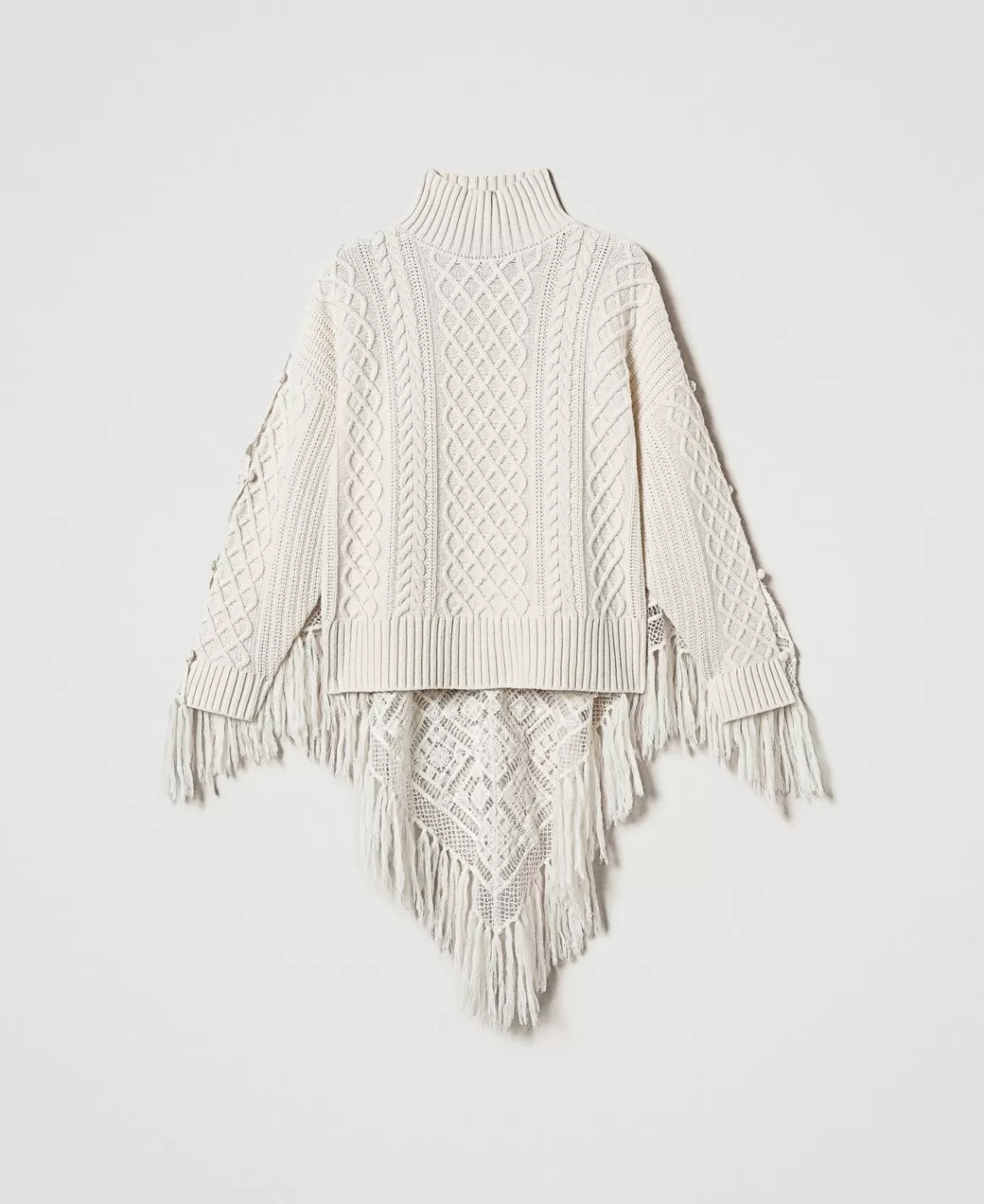 TWINSET Milano Pulls Et Cardigans*Maxi Pull En Laine Mélangée Avec étole Blanc Neige