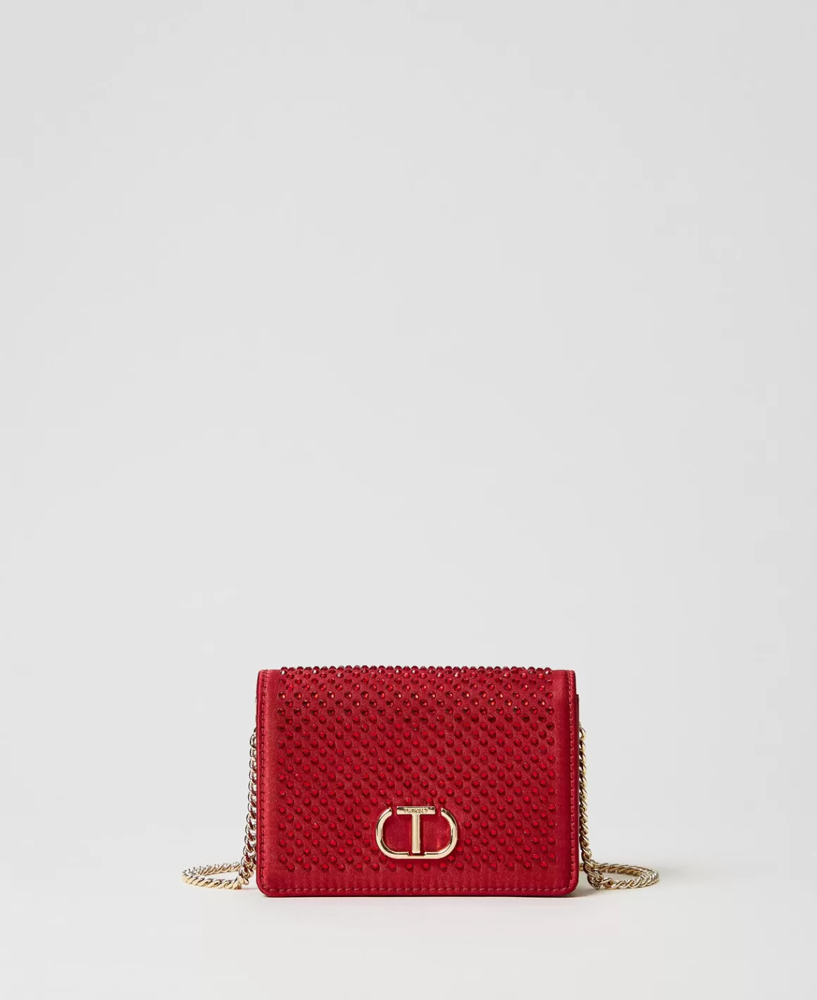 TWINSET Milano Mini Sacs | Sacs Porté Épaule*Mini Sac à Bandoulière En Satin Avec Strass Rouge Vénitien