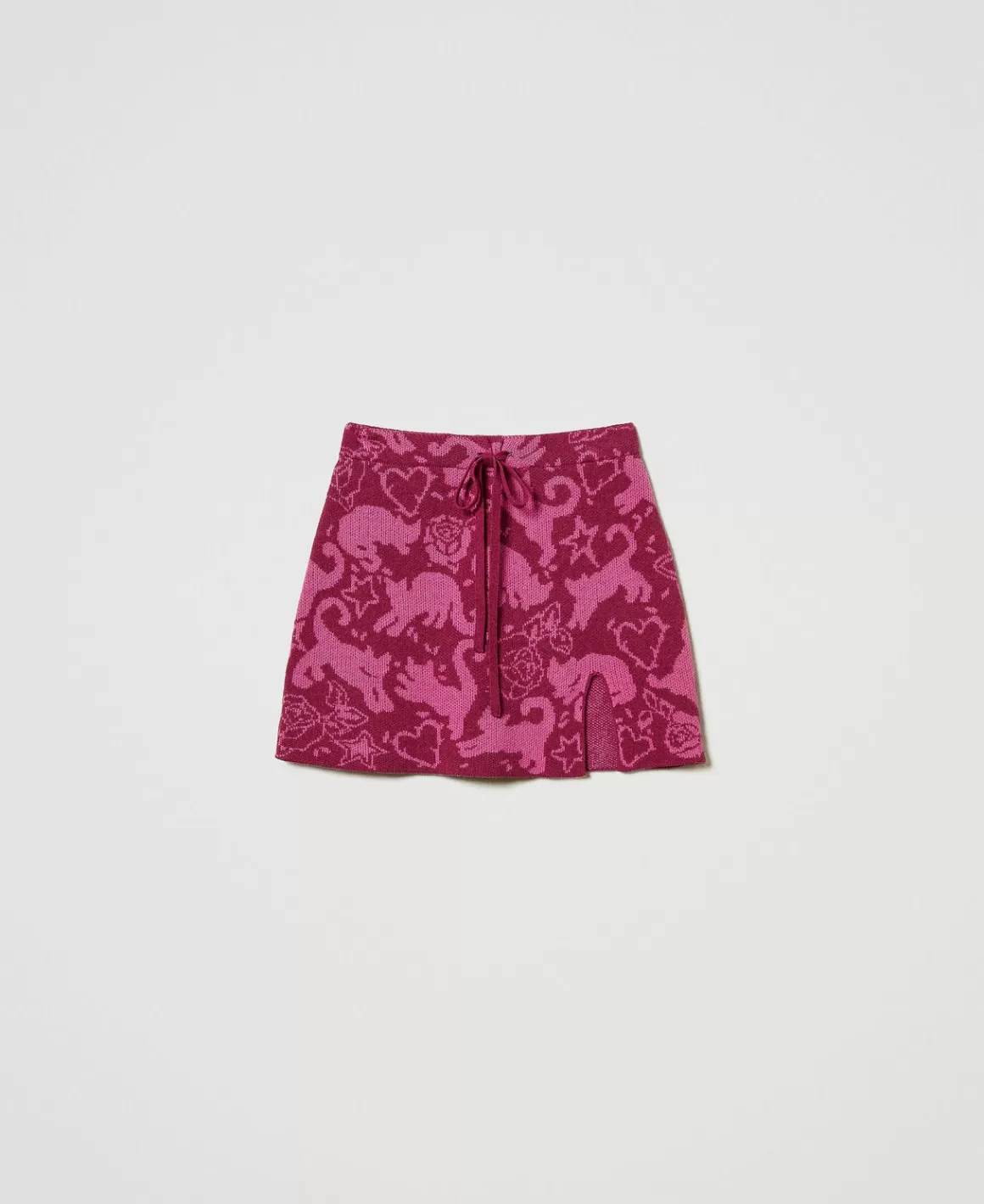 TWINSET Milano Jupes*Mini-jupe Jacquard En Fil Treeblend Jacquard Chats Raspberry Radiance/Cone Flower