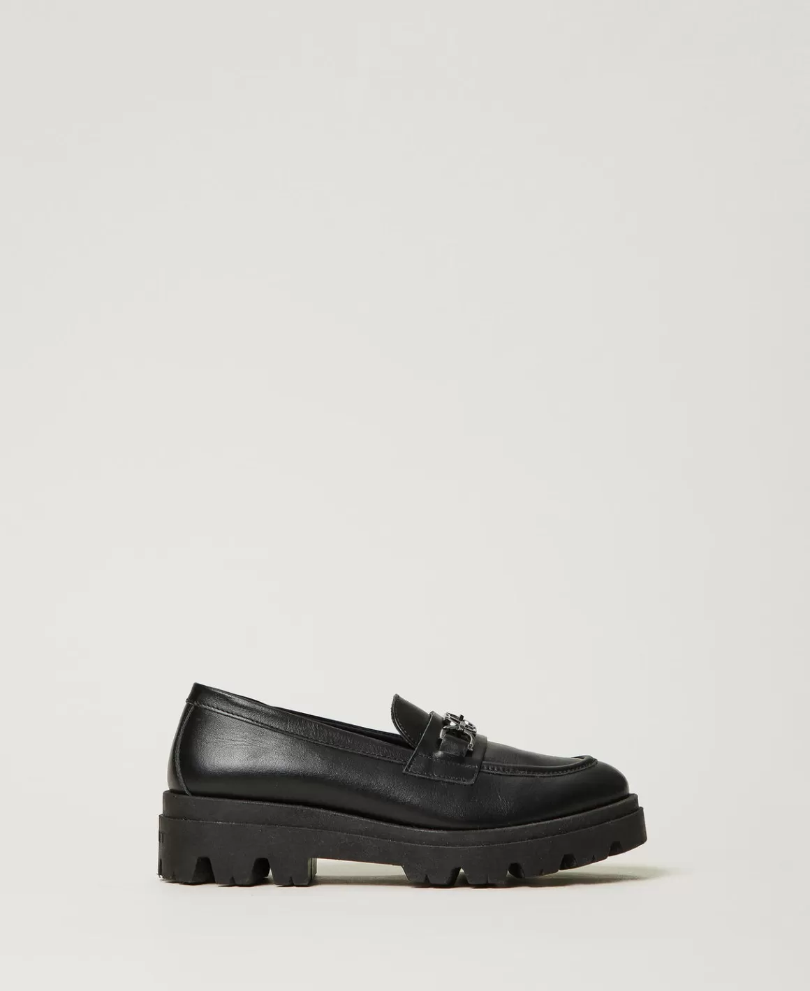 TWINSET Milano Chaussures*Mocassins En Cuir Avec Oval T Noir