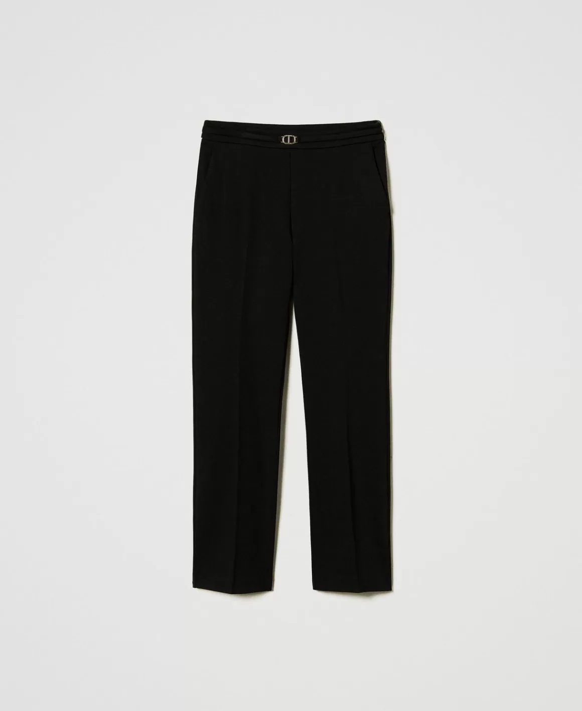 TWINSET Milano Pantalons Élégants | Pantalons Droits Et Cigarette*Pantalon Avec Bride Oval T Et Pli Noir