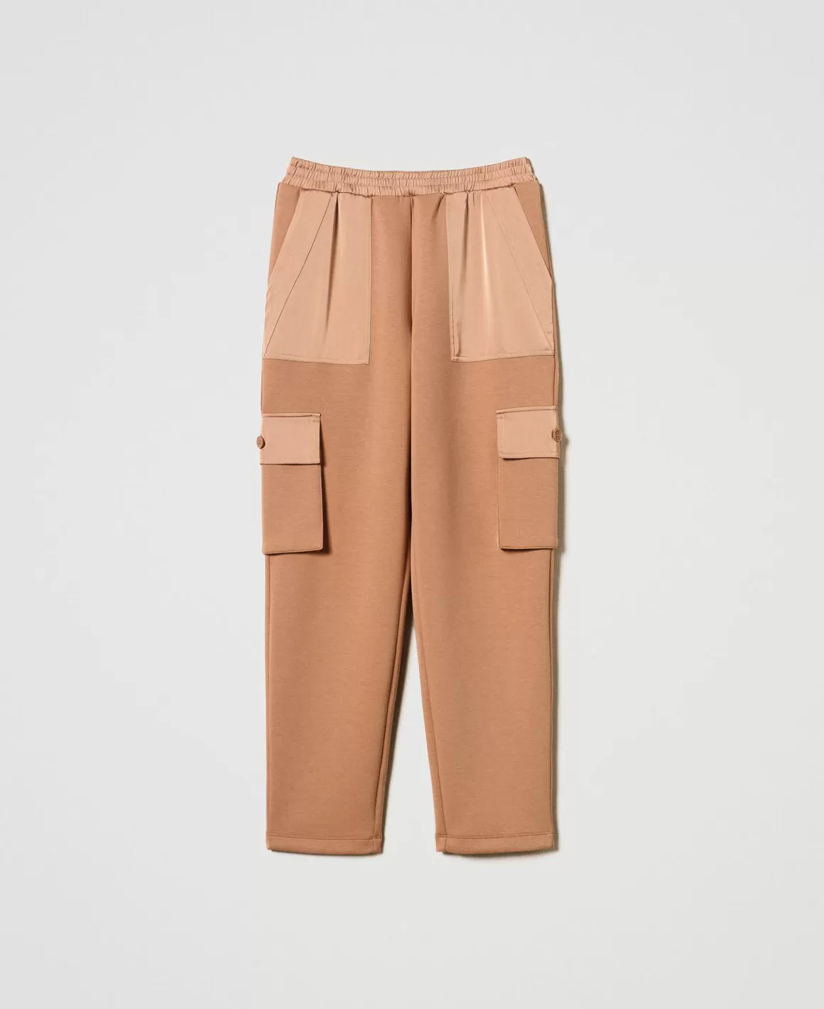 TWINSET Milano Pantalons Cargo*Pantalon Cargo En Scuba Et Satin Caramel Camel