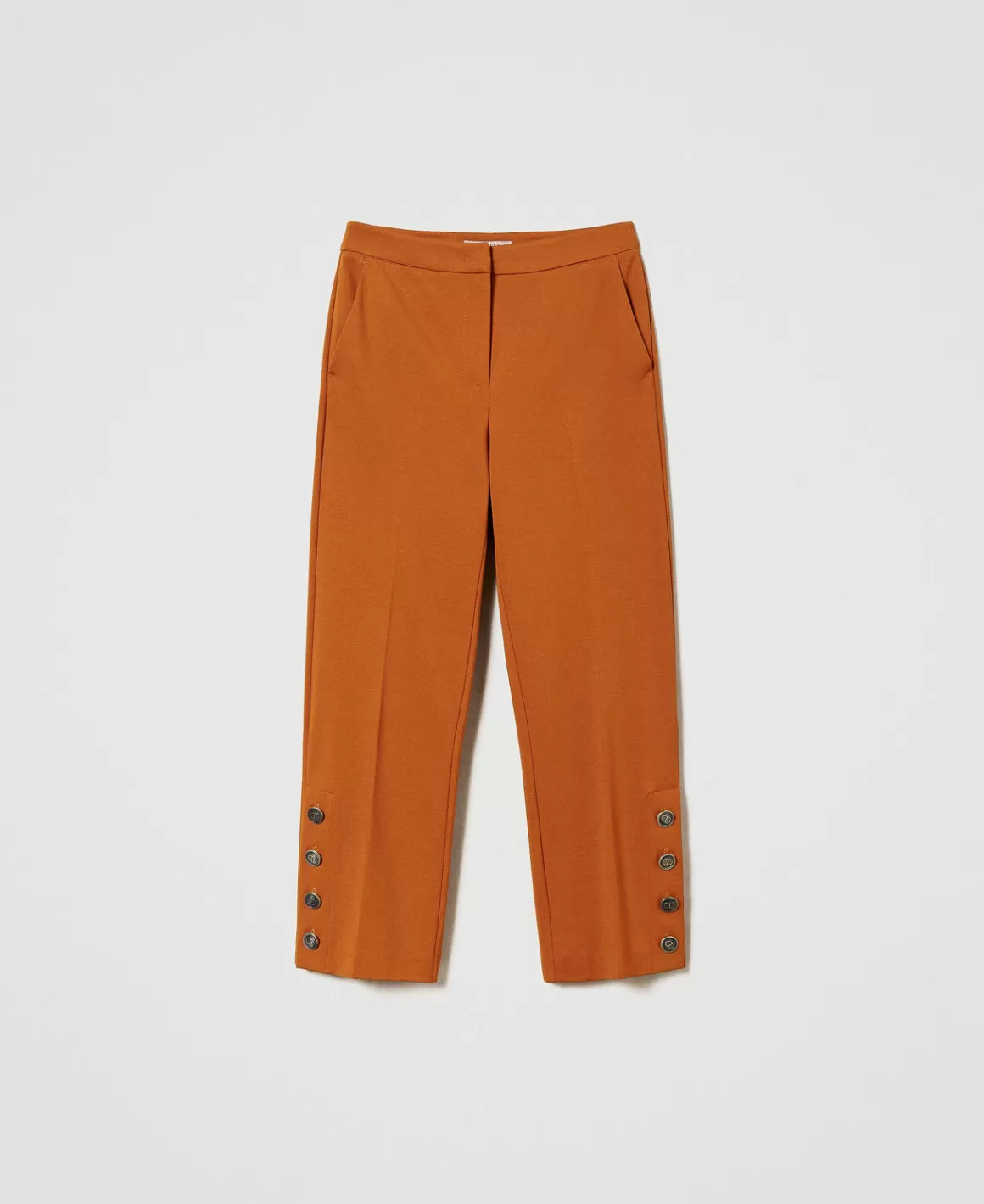 TWINSET Milano Pantalons Élégants*Pantalon Cropped Avec Boutons Marron Cuir