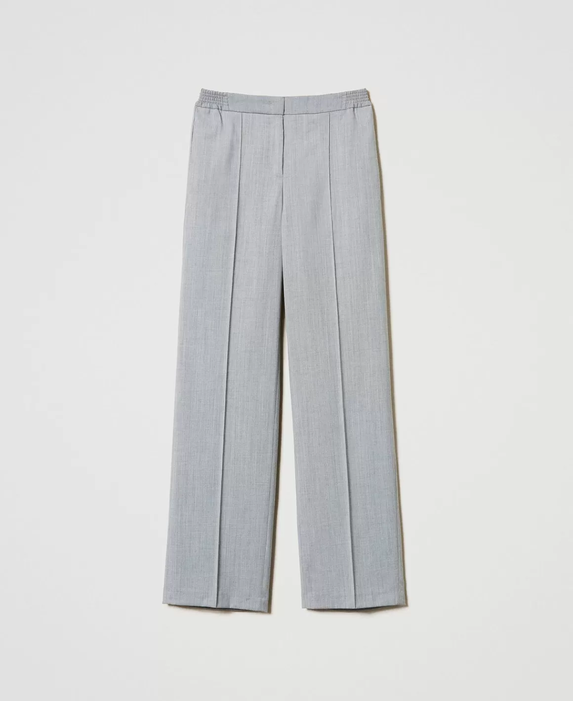 TWINSET Milano Pantalons Élégants | Pantalons Droits Et Cigarette*Pantalon En Laine Mélangée Avec Pli Gris moyen chiné