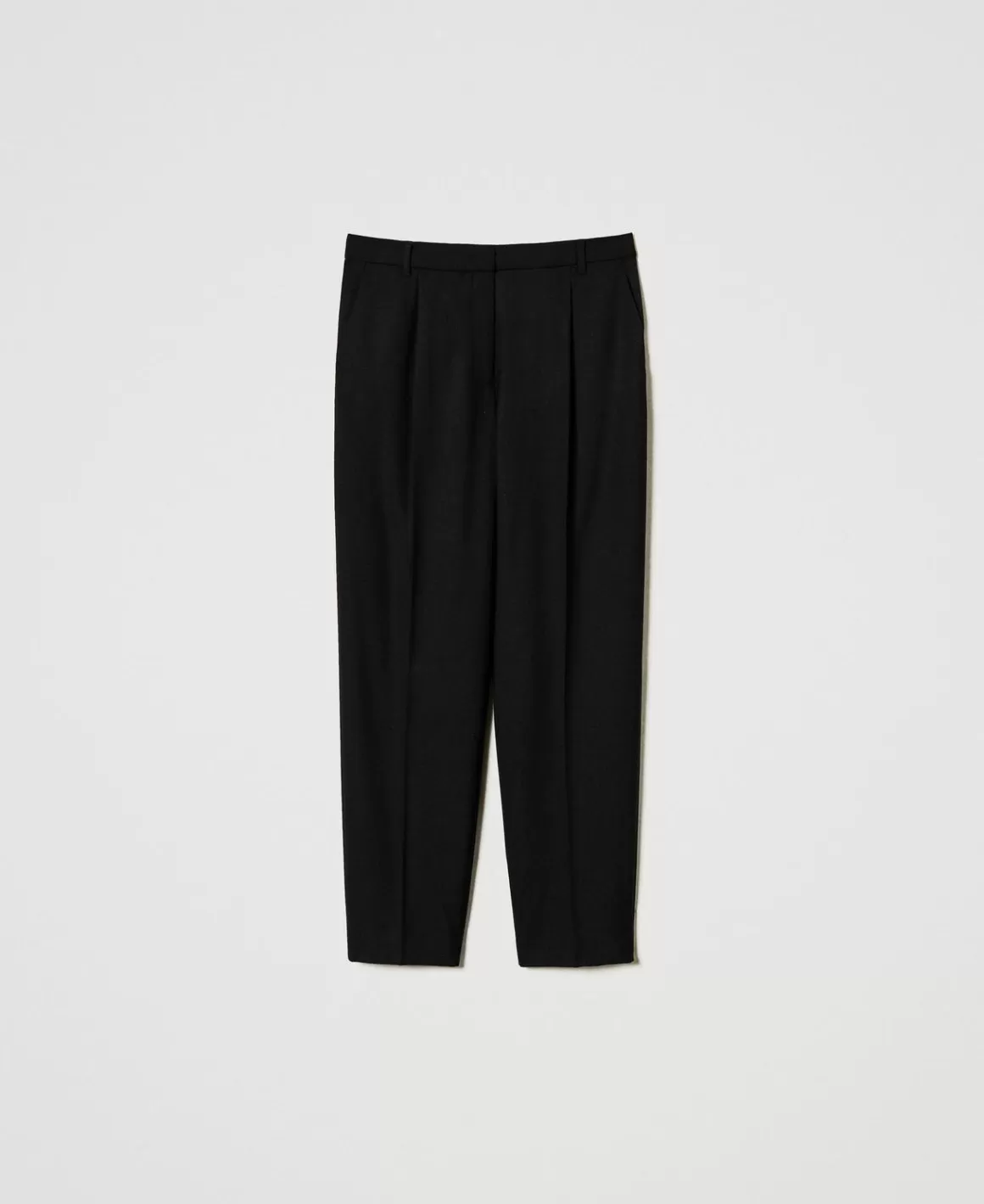 TWINSET Milano Pantalons Élégants | Pantalons Droits Et Cigarette*Pantalon En Sergé De Laine Mélangée Noir