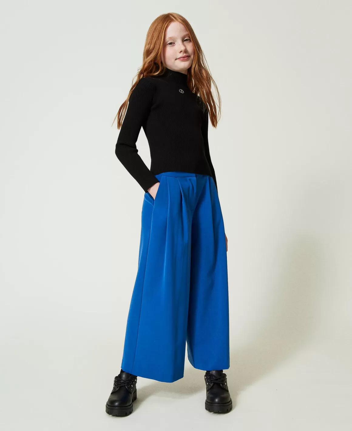 TWINSET Milano Pantalons Et Jeans*Pantalon Palazzo En Flanelle Bleu « Surf »