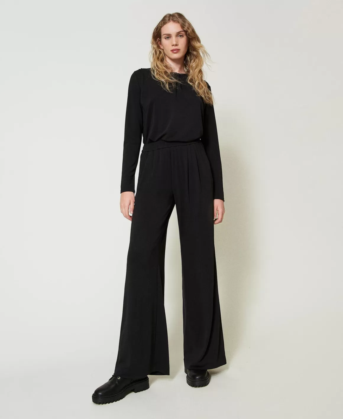 TWINSET Milano Pantalons Larges Et Palazzo*Pantalon Palazzo En Jersey Crêpé Noir