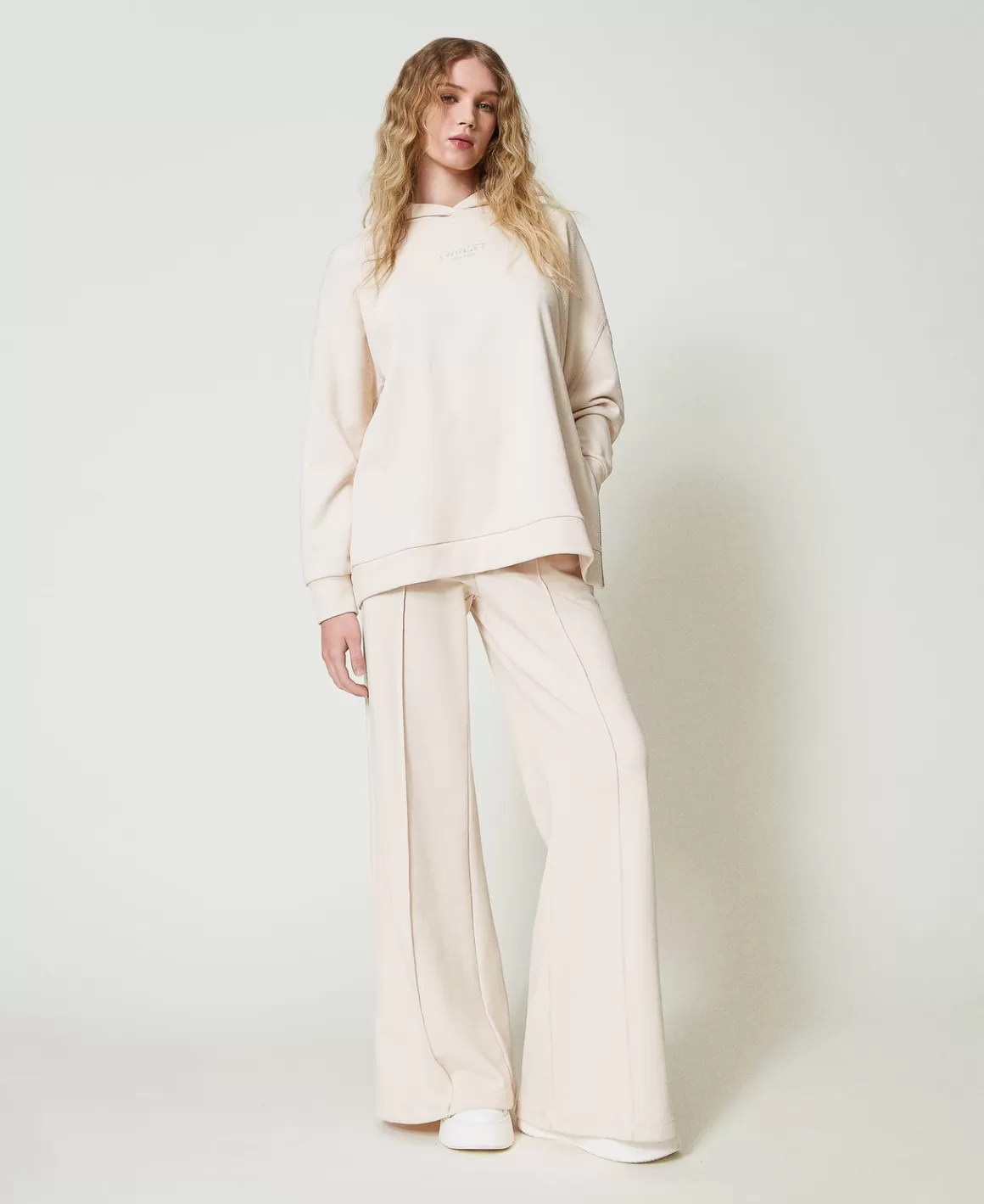 TWINSET Milano Pantalons Larges Et Palazzo*Pantalon Palazzo En Molleton Blanc « Old White »