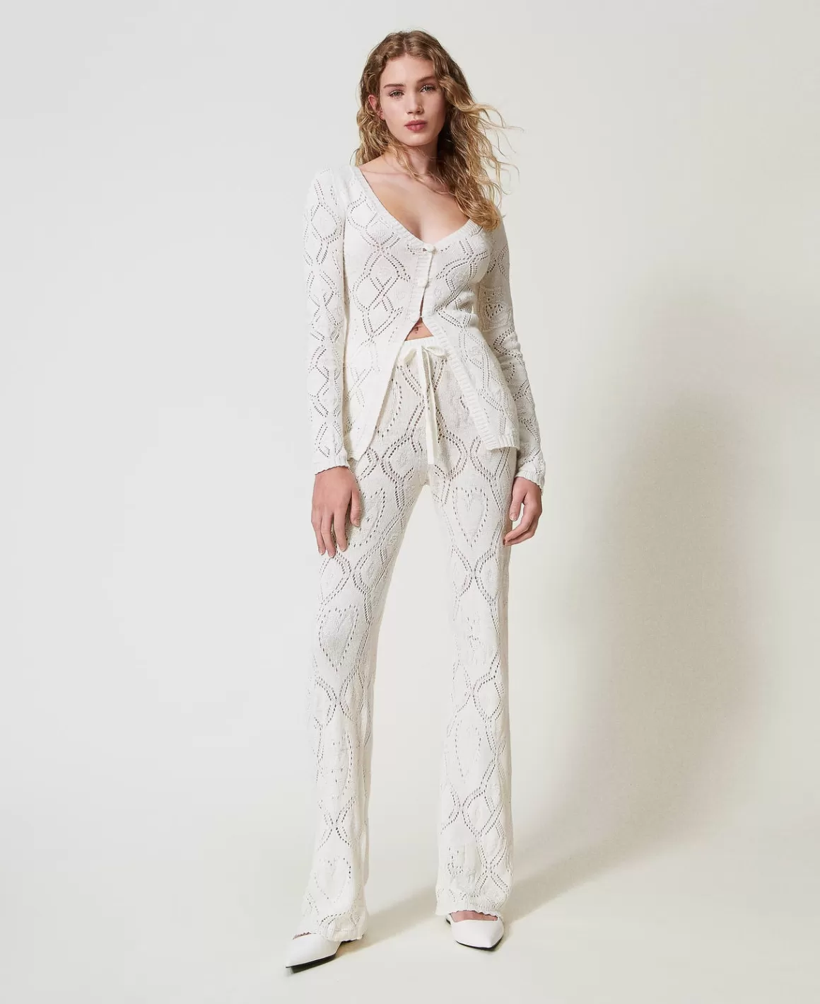 TWINSET Milano Pantalons Droits Et Cigarette*Pantalon Sans Coutures En Fil Treeblend Blanc Neige