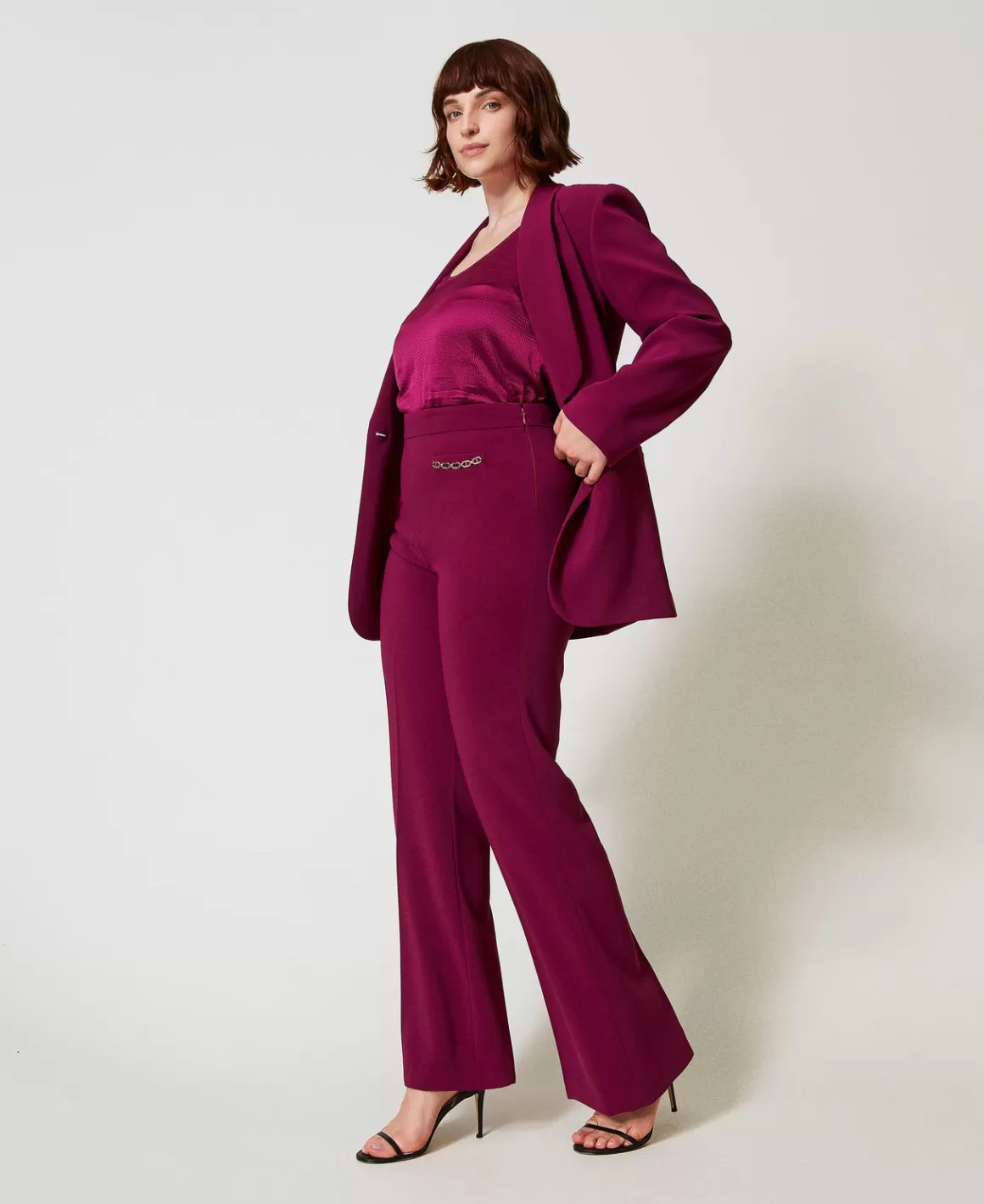 TWINSET Milano Pantalons Évasés*Pantalon évasé Avec Chaîne Oval T Violet « Prune Rouge »