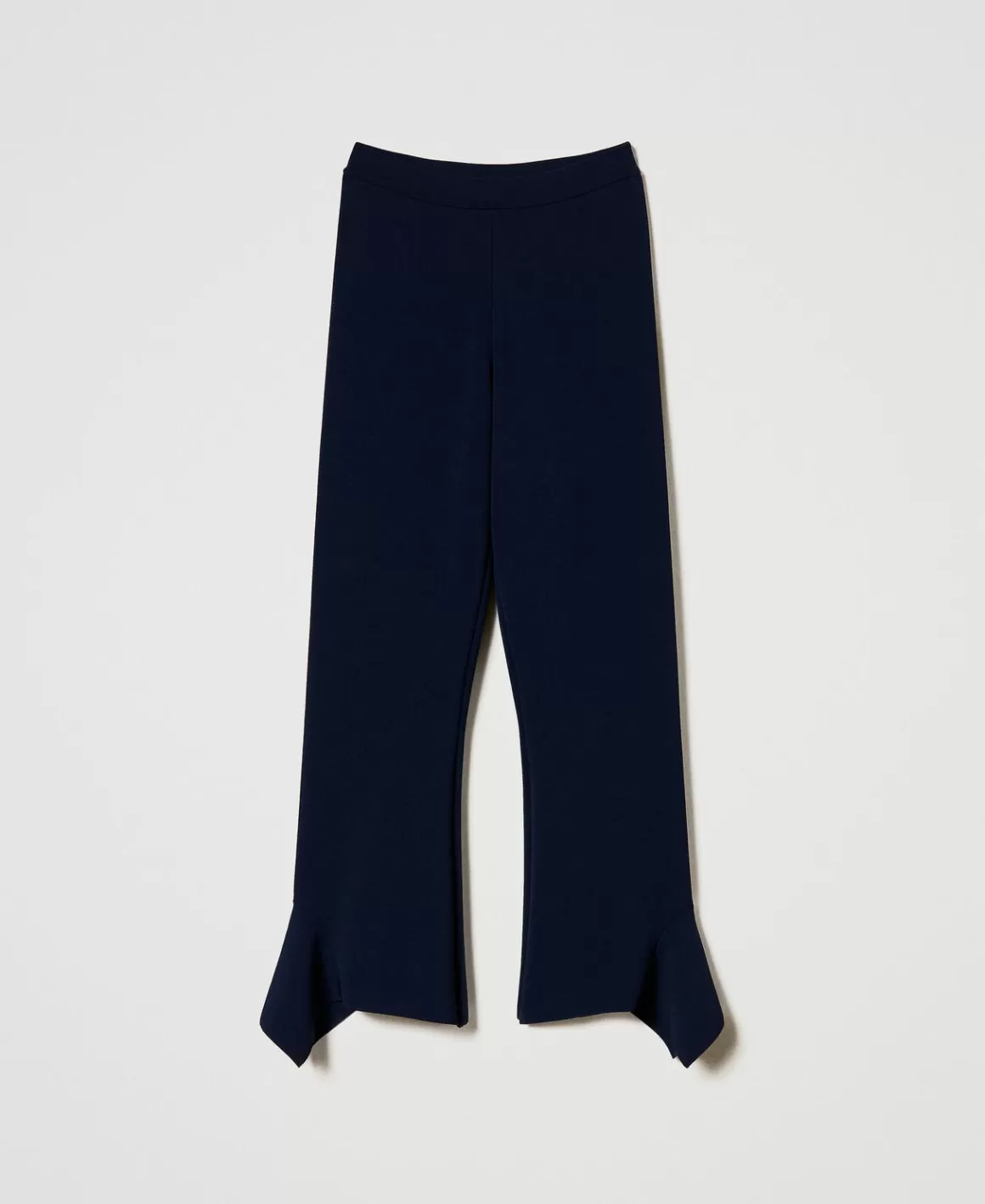 TWINSET Milano Pantalons Évasés*Pantalon évasé En Maille Avec Volant Indigo