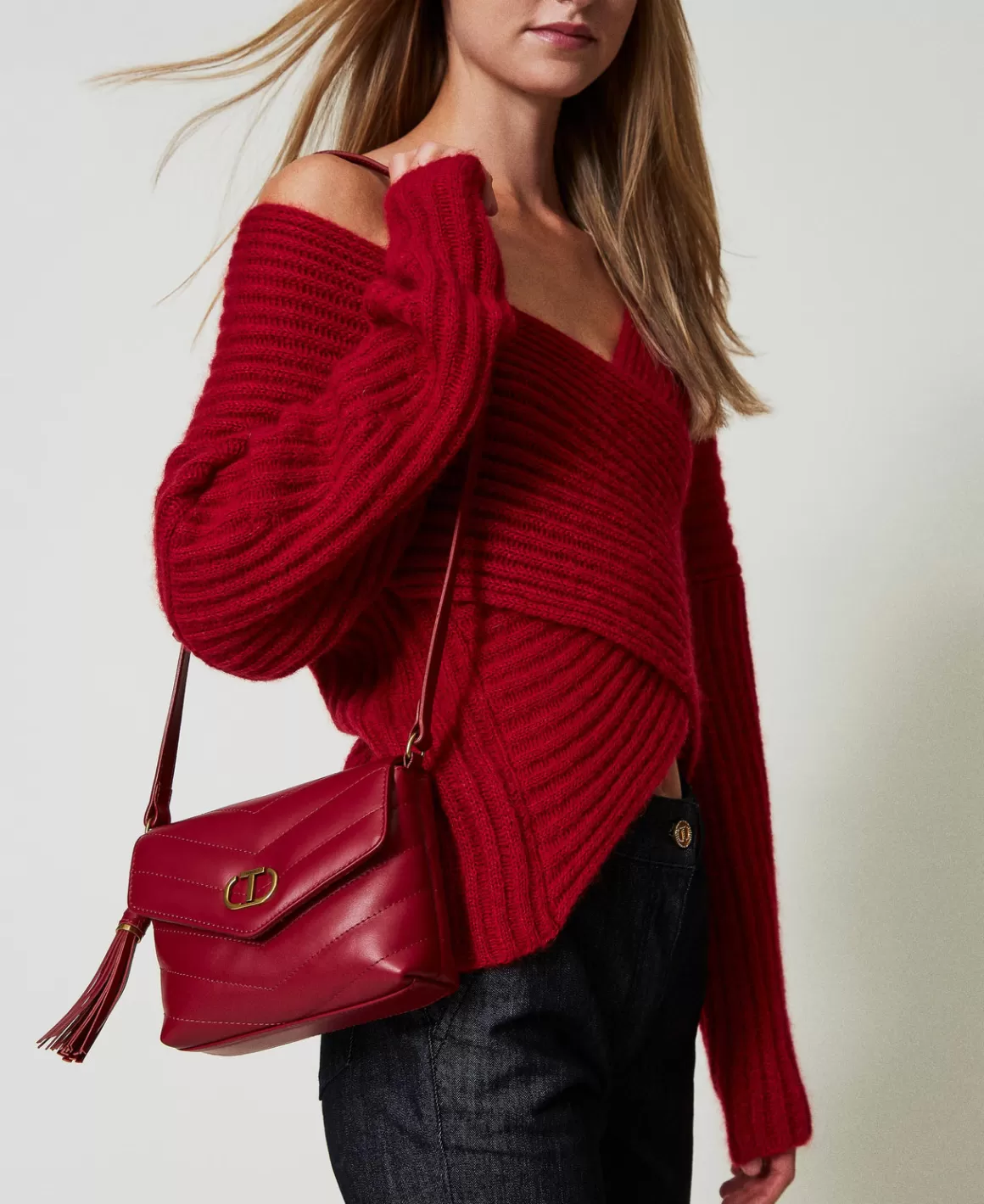 TWINSET Milano Mini Sacs | Sacs Porté Épaule*Petit Sac à Bandoulière «Dreamy» En Cuir Bordeaux