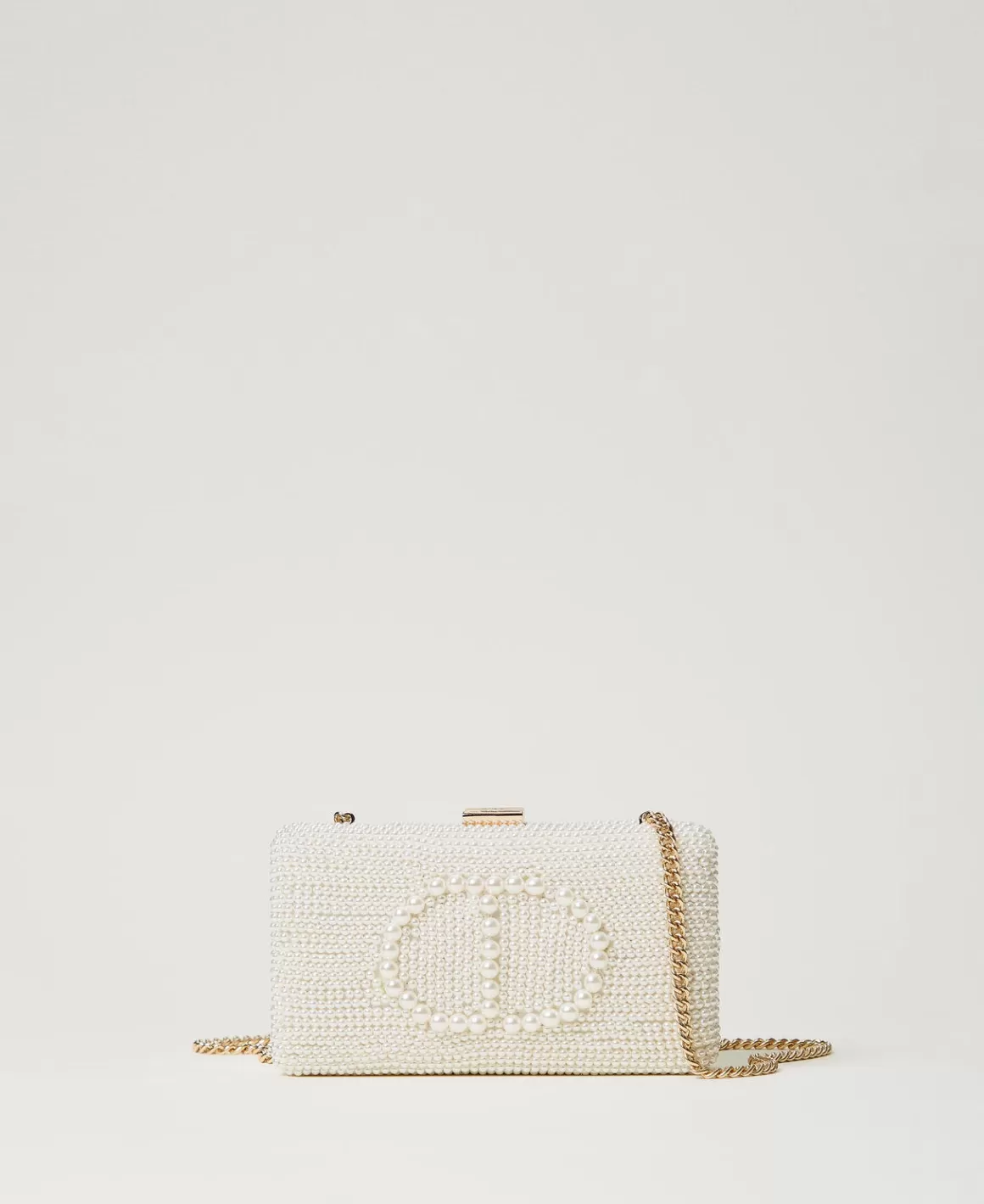 TWINSET Milano Sacs Porté Épaule | Sacs À Bandoulière*Pochette Avec Perles Et Oval T Blanc « Old White »