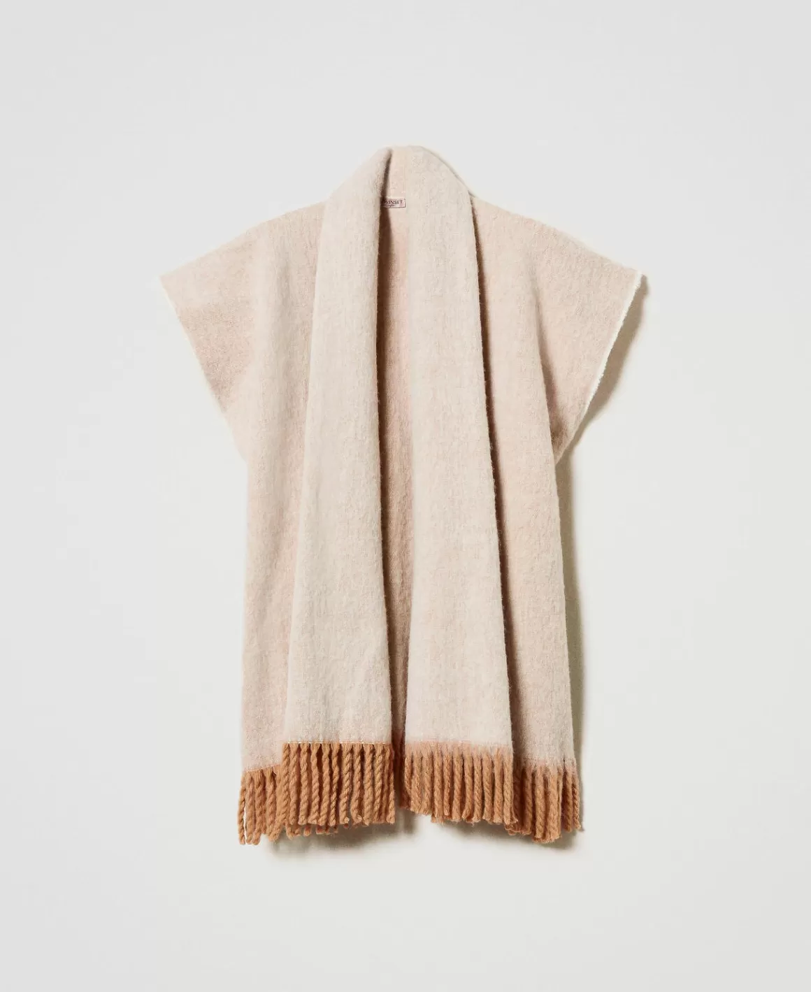 TWINSET Milano Ponchos*Poncho Chiné Avec Franges Marron « Sandy Brown »