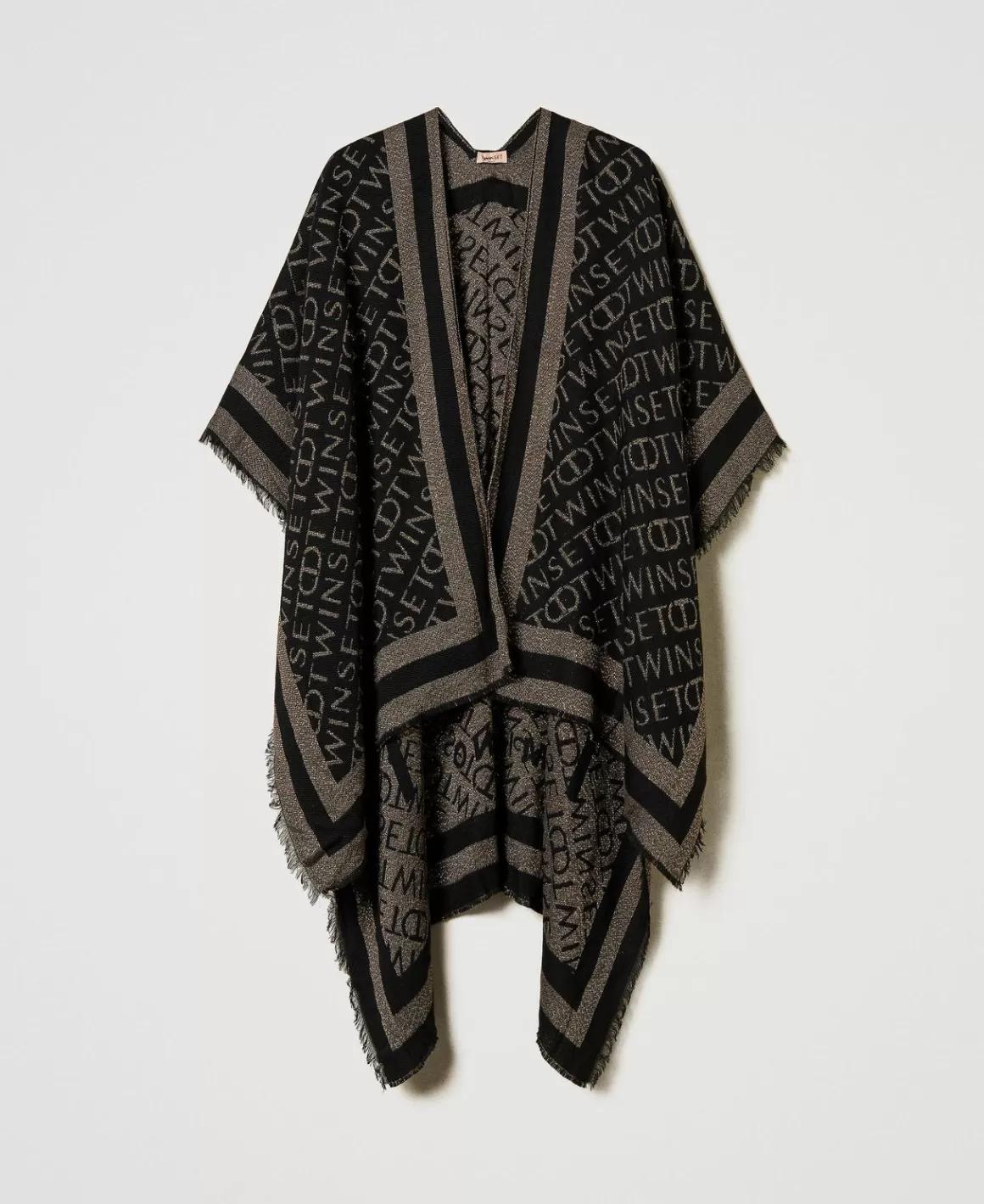 TWINSET Milano Ponchos*Poncho Jacquard Avec Logo Noir