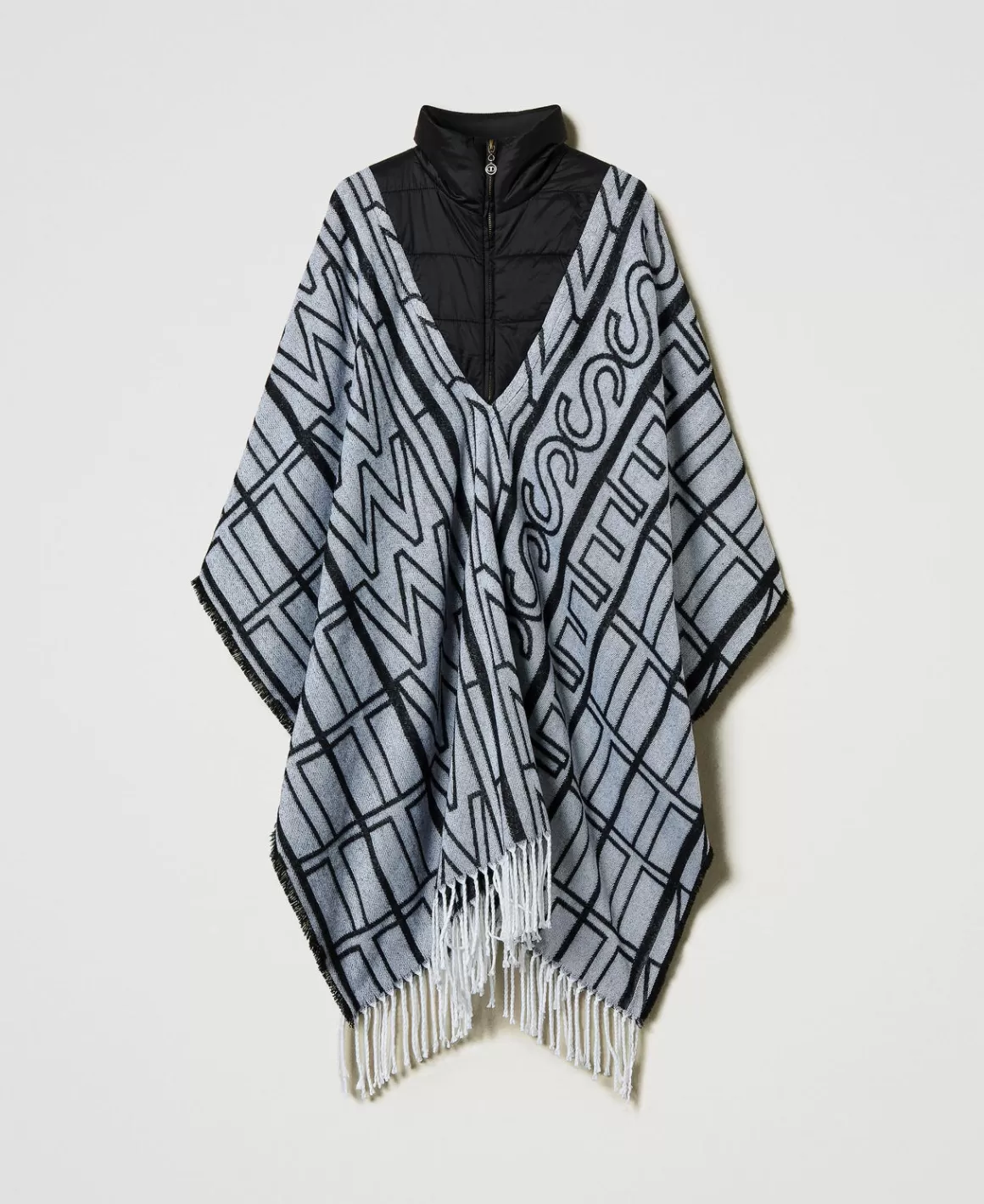 TWINSET Milano Ponchos*Poncho Jacquard Avec Logo Noir