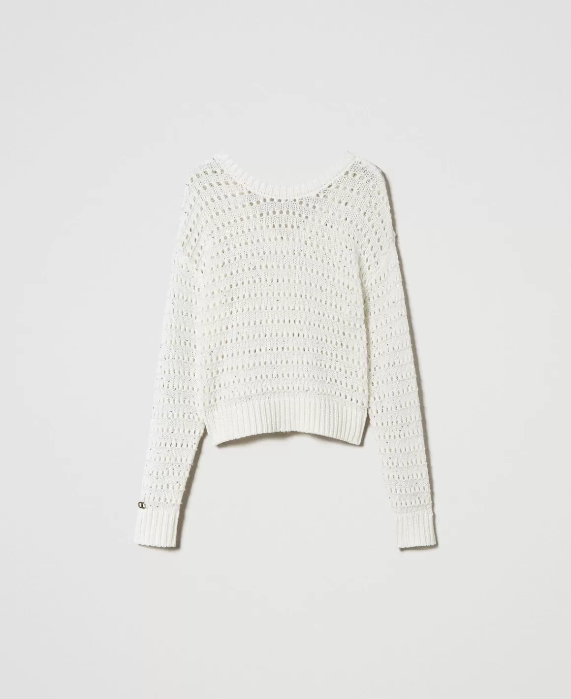 TWINSET Milano Pulls Et Cardigans*Pull Ajouré Avec Sequins Blanc Neige