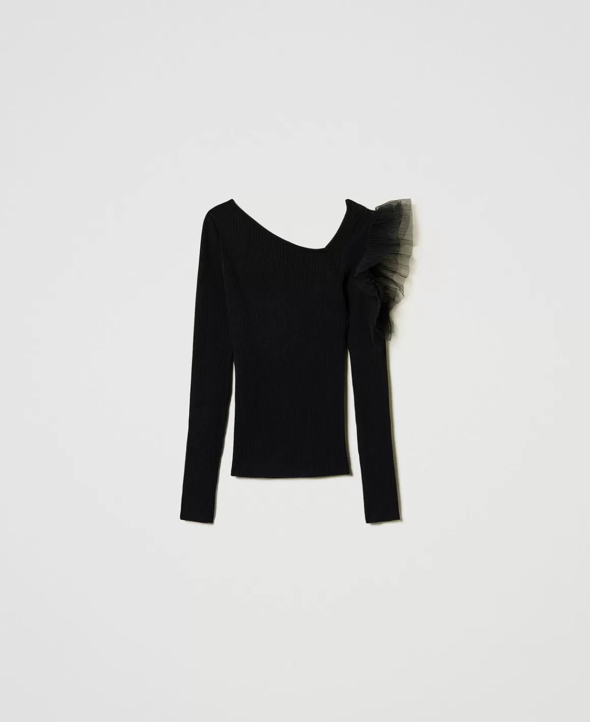 TWINSET Milano Pulls Et Cardigans*Pull Ajusté Avec Ajour Et Tulle Noir