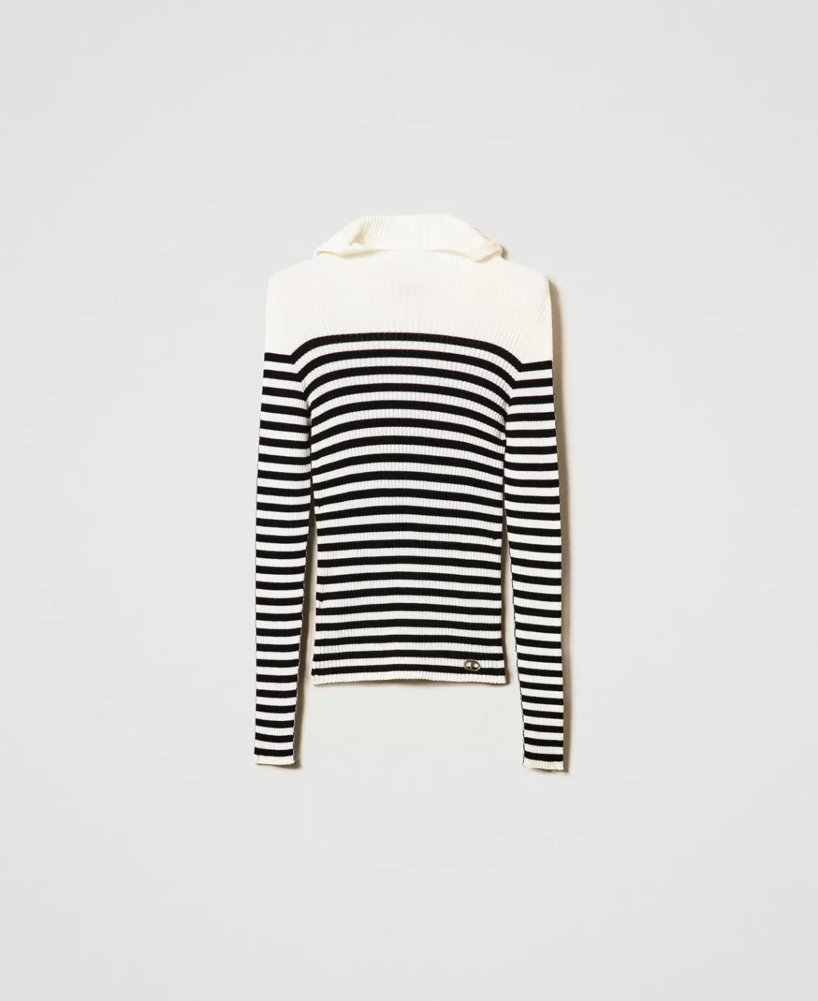 TWINSET Milano Pulls Et Cardigans*Pull Ajusté Rayé Bicolore Noir/Blanc Neige