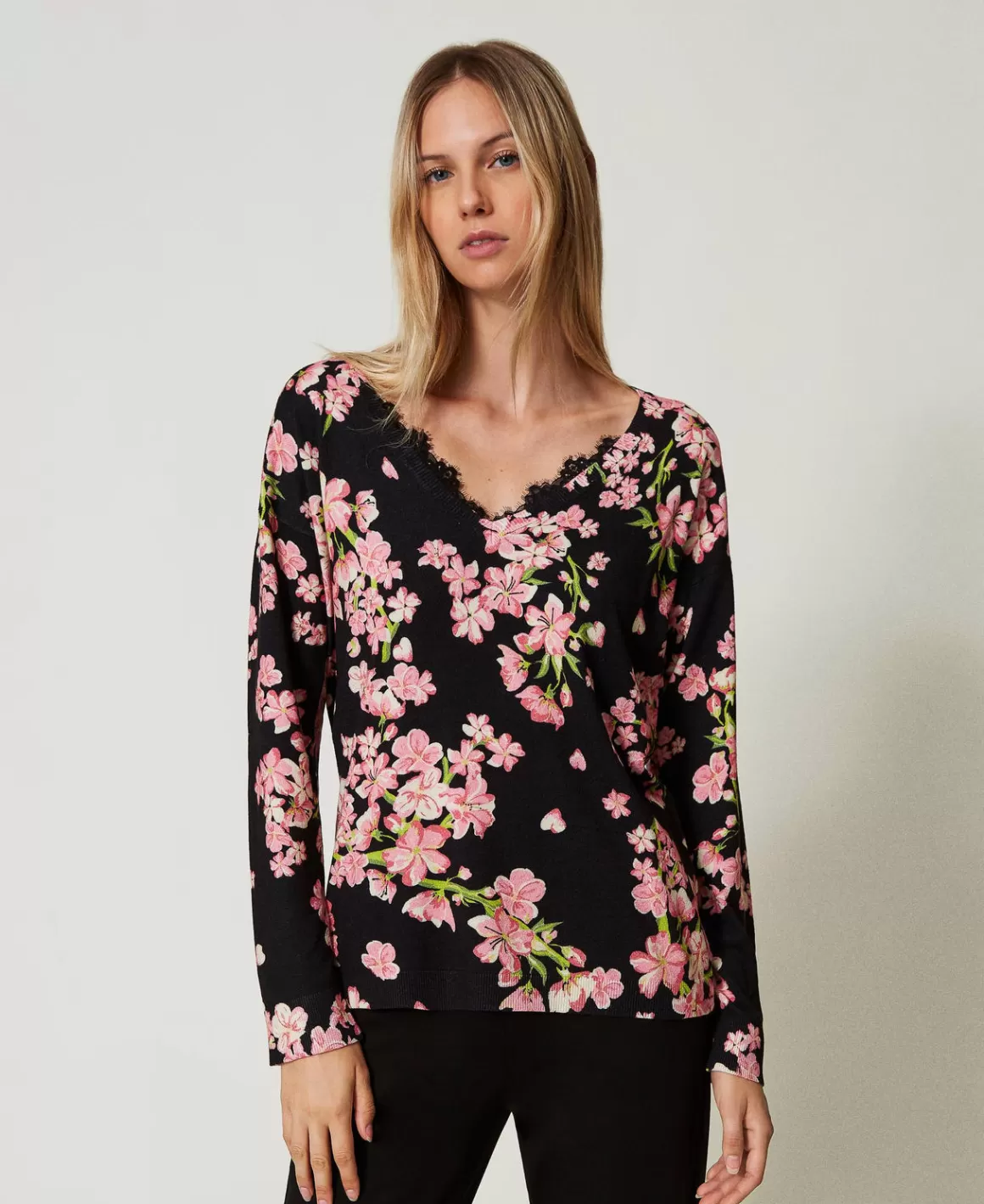 TWINSET Milano Pulls Et Cardigans*Pull Avec Imprimé Floral Et Dentelle Multicolore Blooming