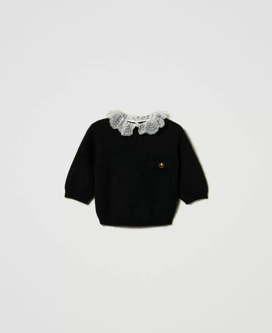 TWINSET Milano Pulls Et Cardigans*Pull «Charlotte» En Mohair Mélangé Avec Dentelle Noir