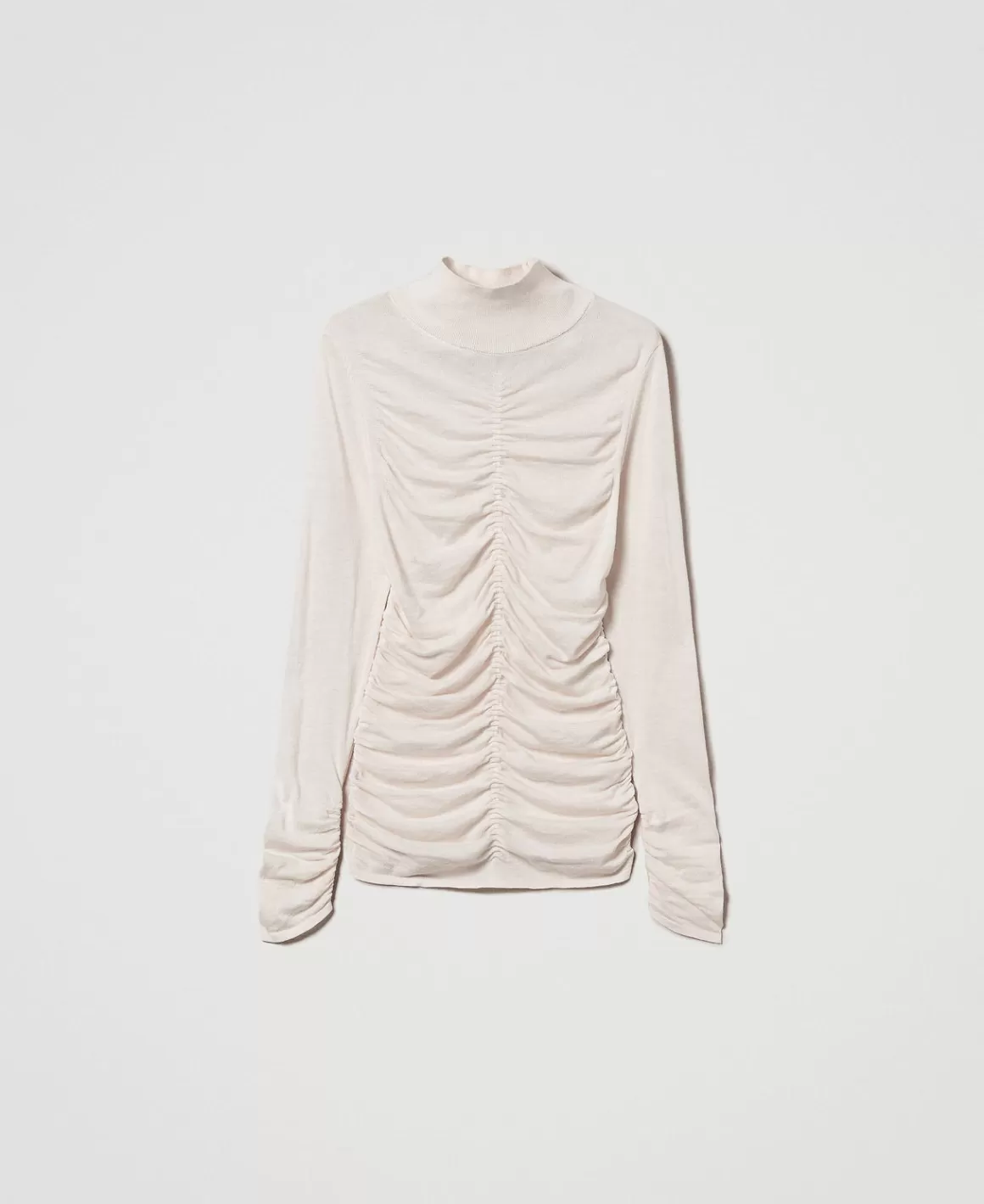 TWINSET Milano Pulls Et Cardigans*Pull Col Montant Avec Fronce Off White