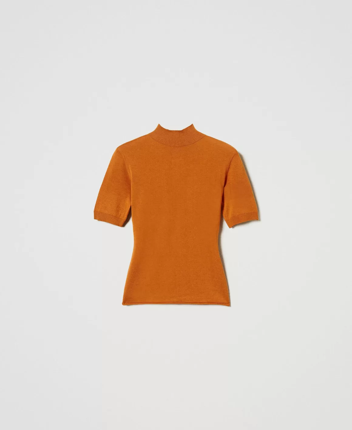 TWINSET Milano Pulls Et Cardigans*Pull Col Montant En Soie Et Cachemire Orange « Tanné »