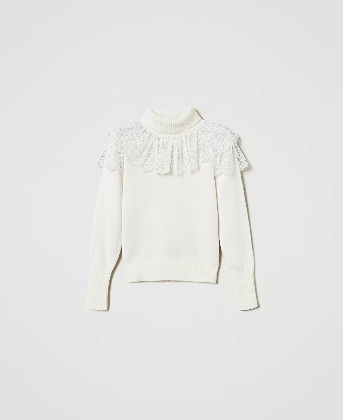 TWINSET Milano Pulls Et Cardigans*Pull Col Roulé En Laine Et Cachemire Blanc « Old White »