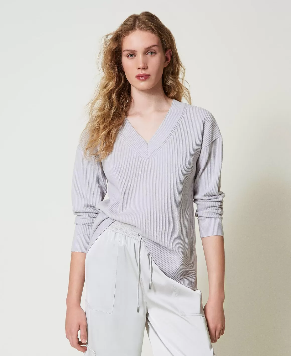 TWINSET Milano Pulls Et Cardigans*Pull Côtelé Avec Fente Argent