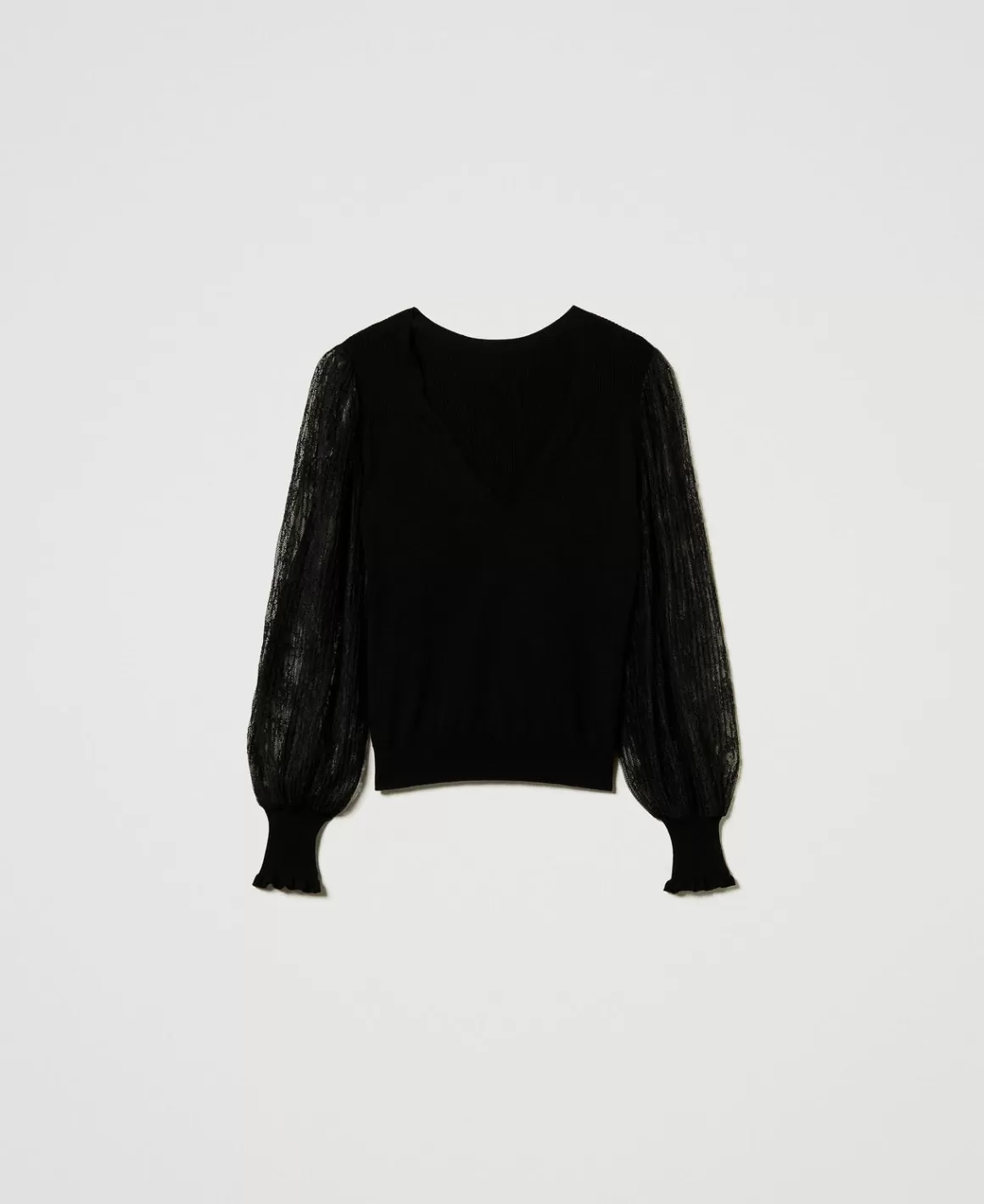 TWINSET Milano Pulls Et Cardigans*Pull Double Usage Avec Manches En Dentelle Noir