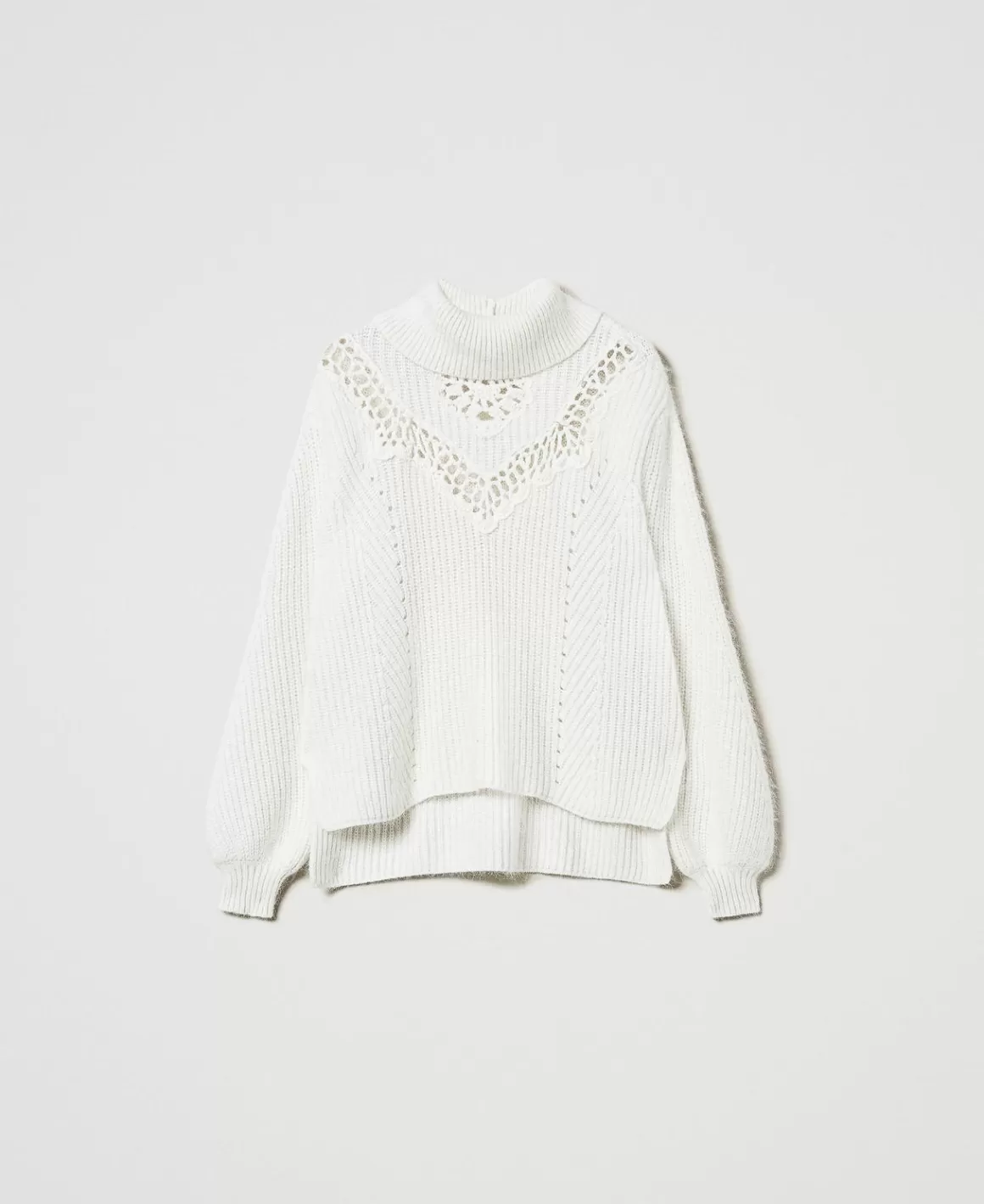 TWINSET Milano Pulls Et Cardigans*Pull En Angora Mélangé Avec Broderies Blanc Neige