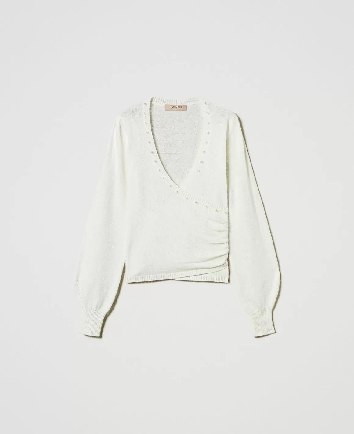 TWINSET Milano Pulls Et Cardigans*Pull En Angora Mélangé Avec Perles Blanc Neige